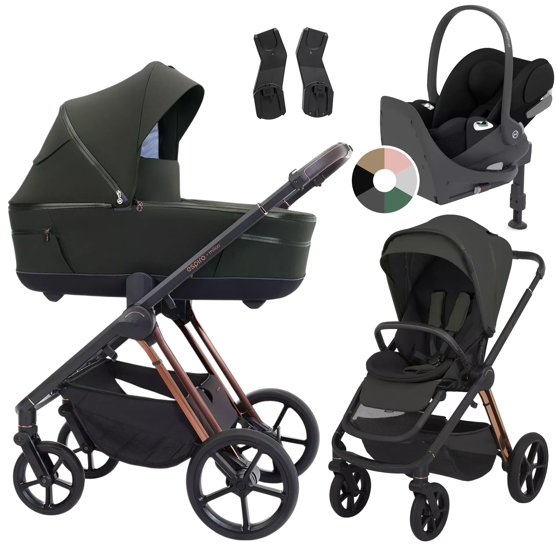 Espiro Miloo + Cybex Cloud T i-Size + baza T +GRATIS - 4w1 | 204 Luxury Green