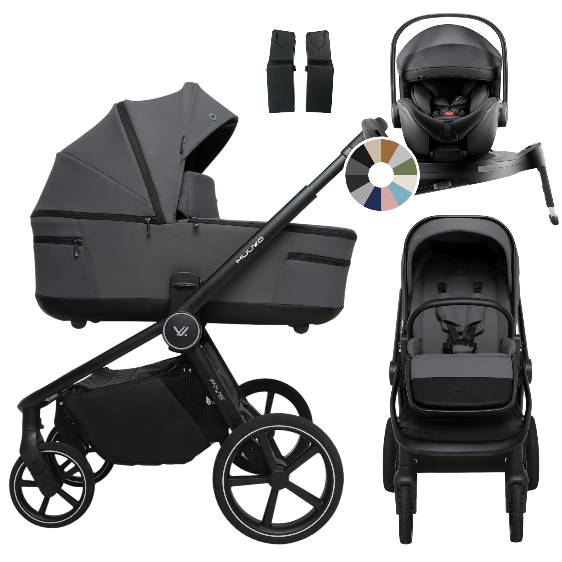 Muuvo Five + Britax Römer Baby-Safe Pro + baza Vario 5Z +GRATIS - 4w1 | Iron Graphite