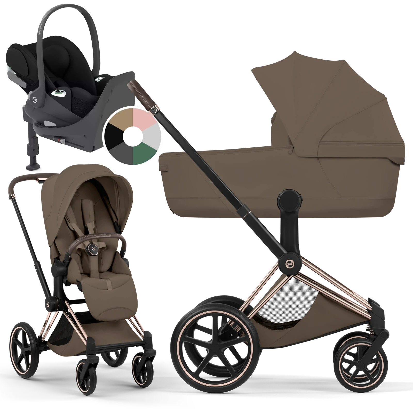 Cybex Priam 5.0 - wózek 4w1 | Coconut Brown - Rosegold (Style)