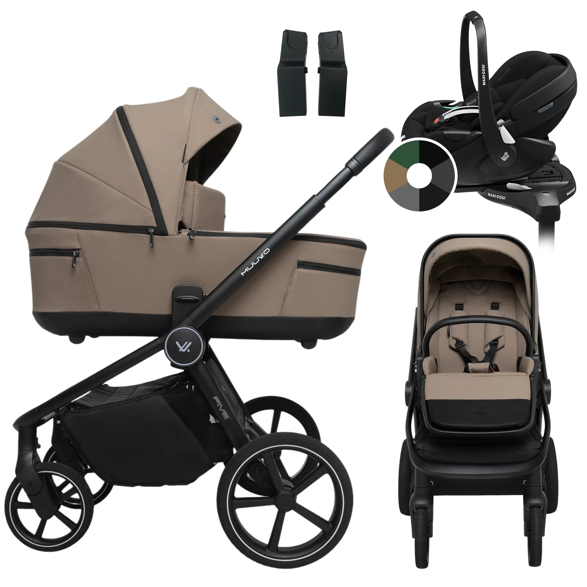 Muuvo Five + Maxi-Cosi Pebble 360 Pro2 + baza +GRATIS - 4w1 | Mokka