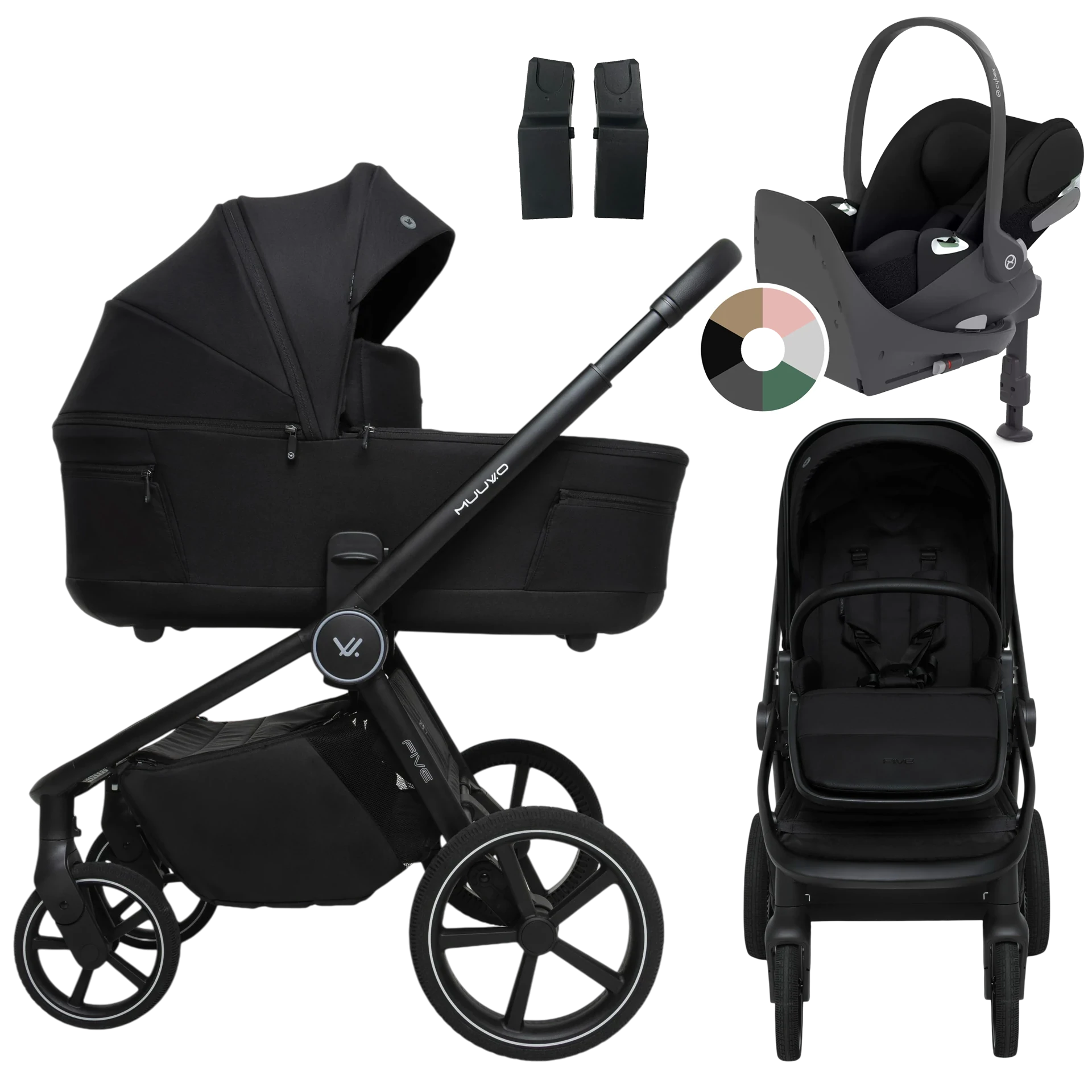 Muuvo Five + Cybex Cloud T + baza T +GRATIS - 4w1 | Classic Black