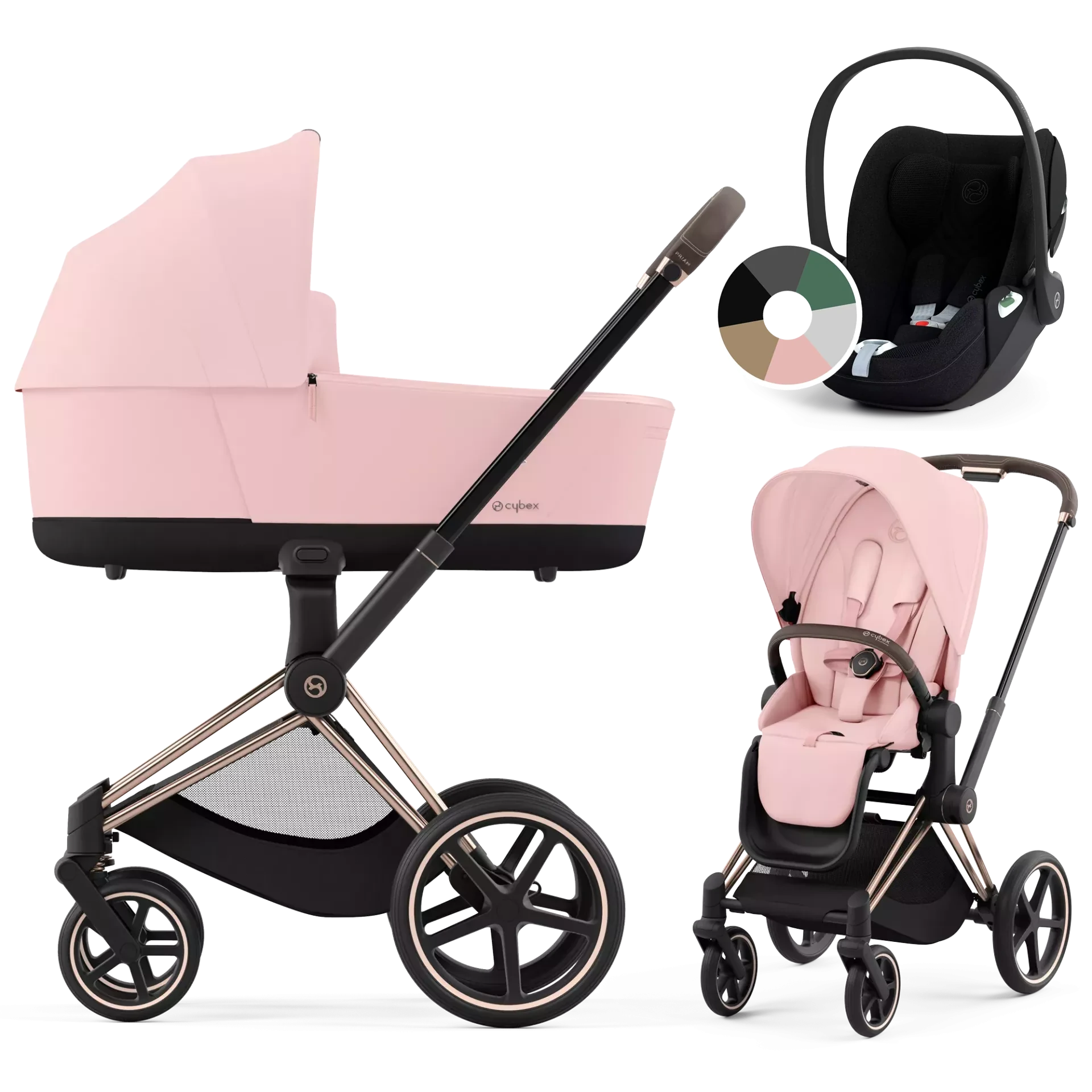 Cybex Priam 4.0 + Cybex Cloud T i-Size - 3w1 | Peach Pink (Rosegold Frame)
