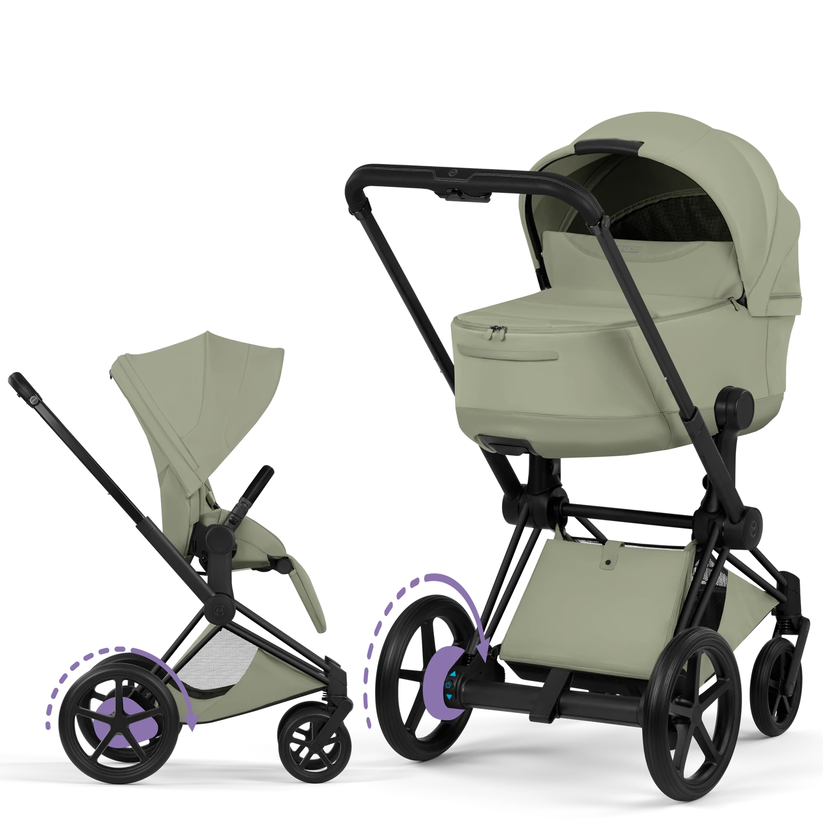 Cybex e-Priam 5.0 - wózek 2w1 | Sage Green - Matt Black (Style)