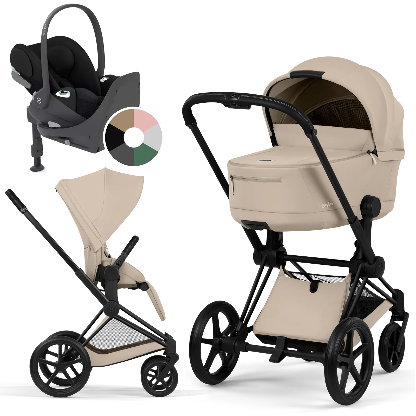 Cybex Priam 5.0 - wózek 4w1 | Cozy Beige - Matt Black (Comfort)