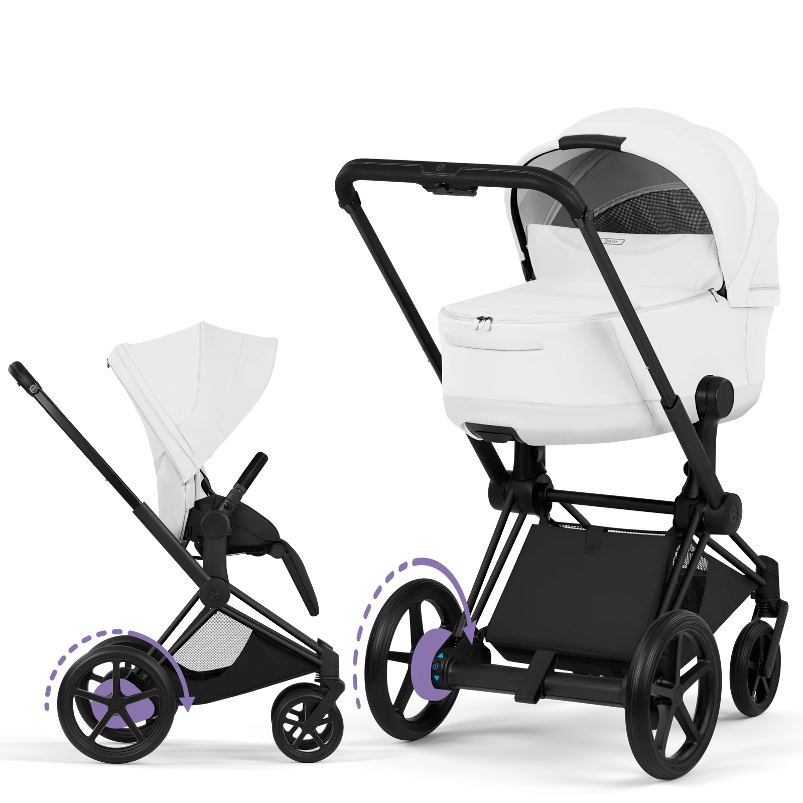 Cybex e-Priam 5.0 - wózek 2w1 | Off White - Matt Black (Style)