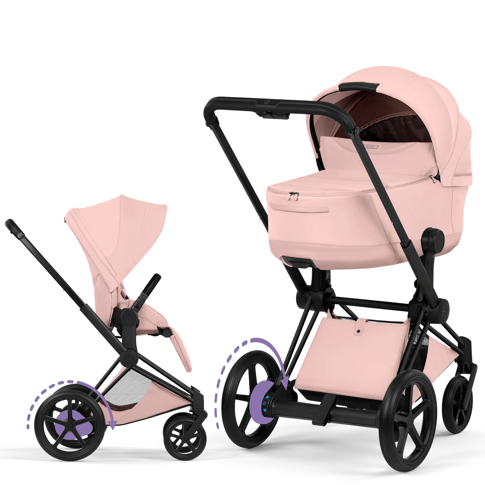 Cybex e-Priam 5.0 - wózek 2w1 | Peach Pink - Matt Black (Style)