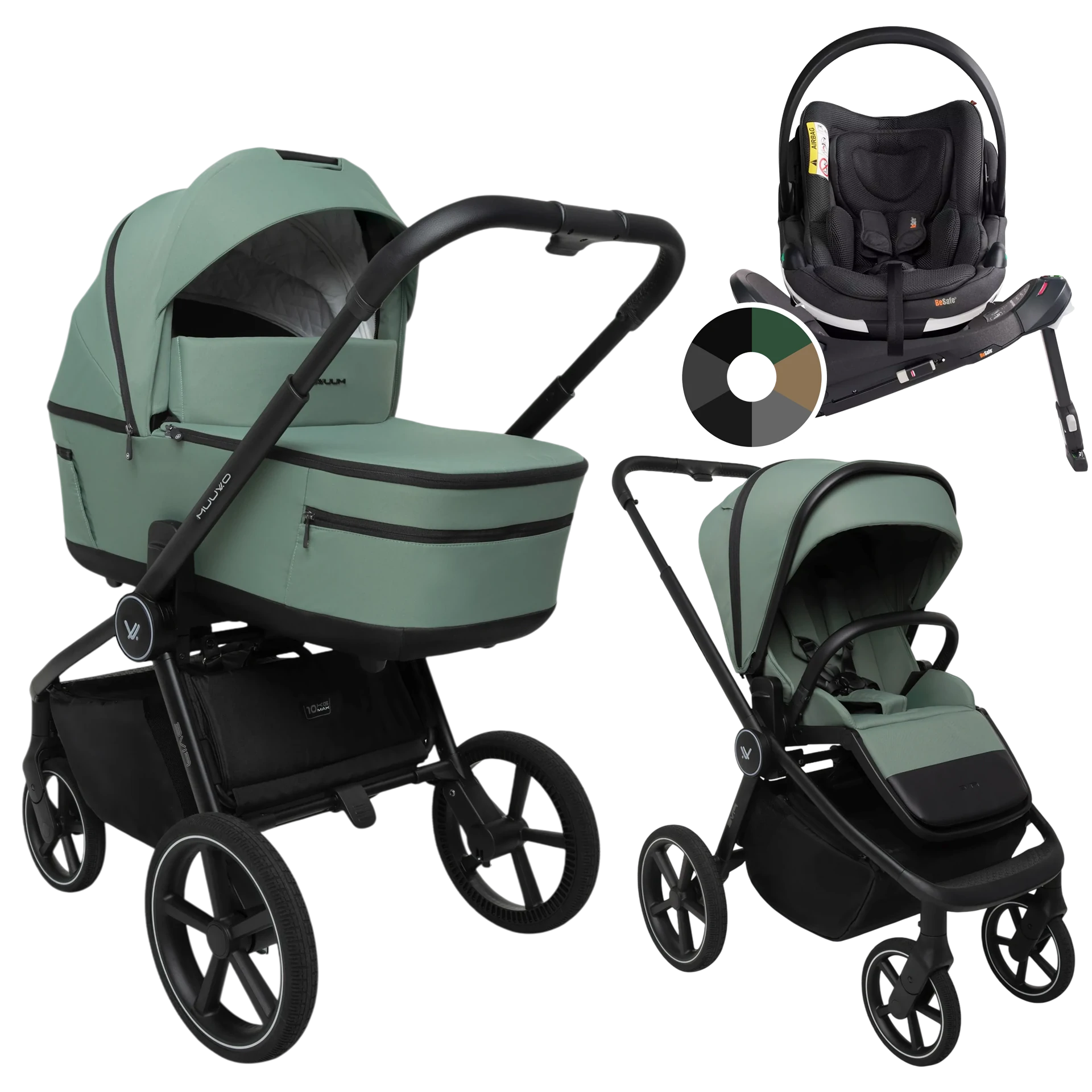Muuvo Five + BeSafe Go Beyond + baza Beyond +GRATIS - 4w1 | Pine Green