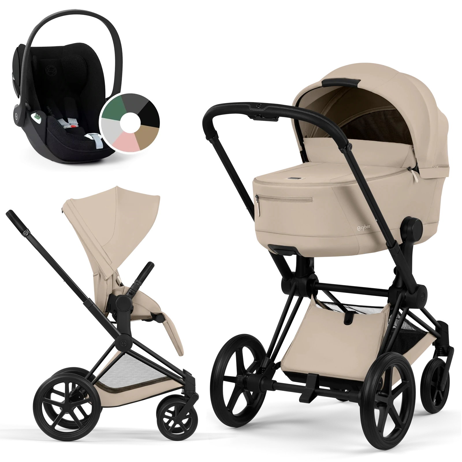 Cybex Priam 5.0 - wózek 3w1 | Cozy Beige - Matt Black (Comfort)