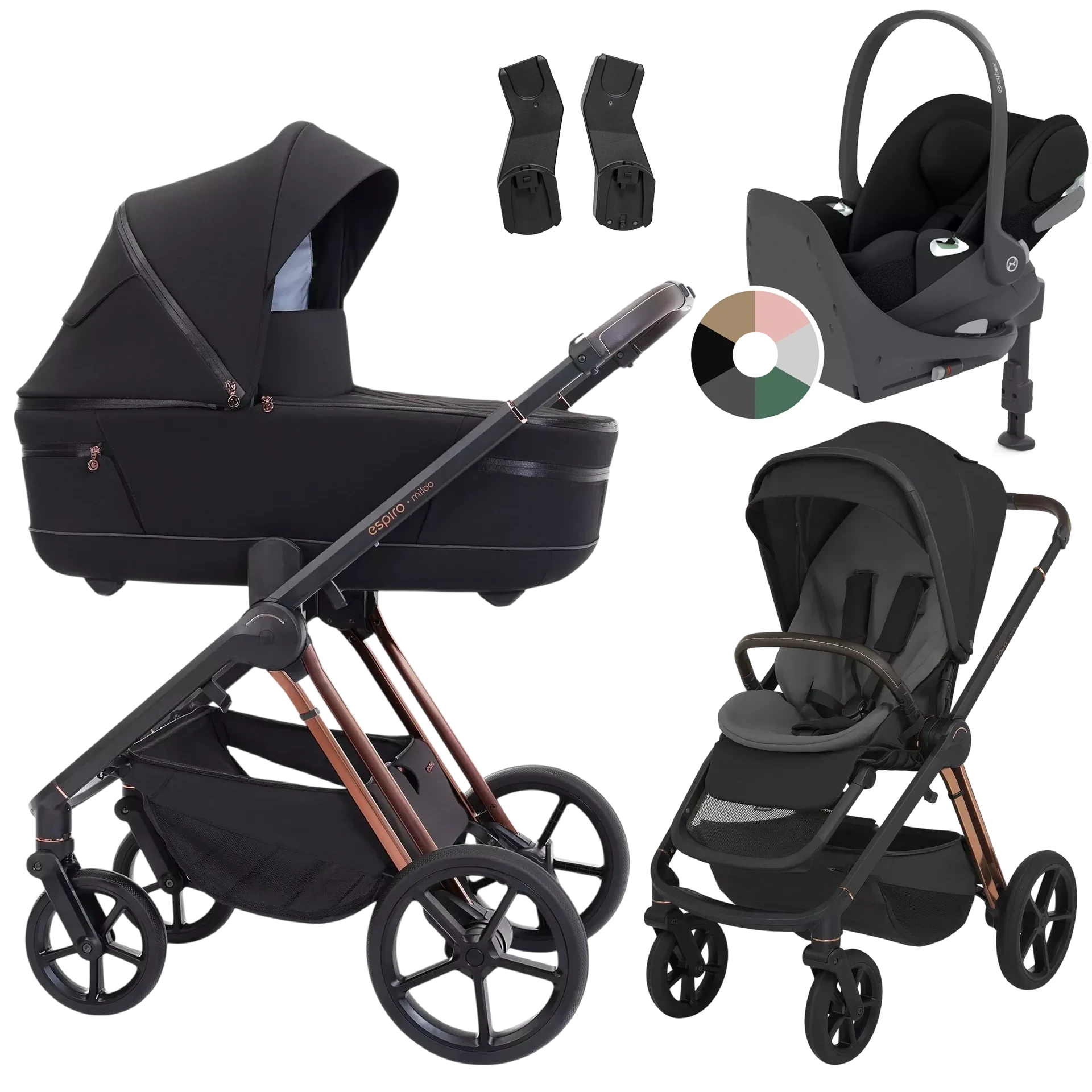 Espiro Miloo + Cybex Cloud T i-Size + baza T +GRATIS - 4w1 | 210 Diamond Black