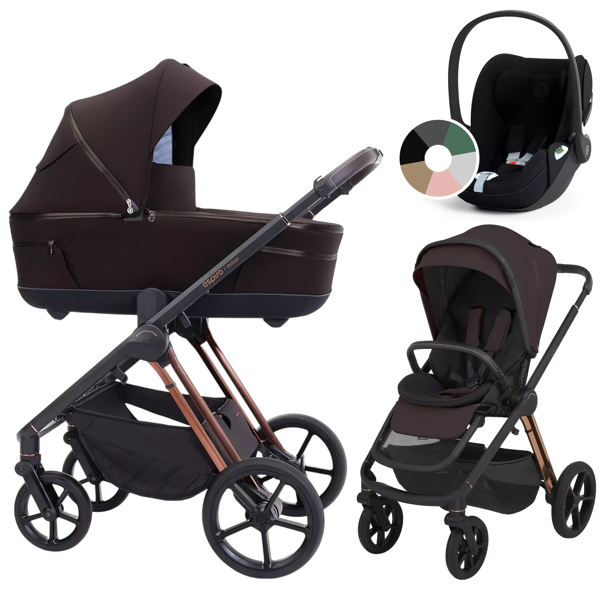Espiro Miloo + Cybex Cloud T i-Size +GRATIS - wózek 3w1 | 208 Excellent Chocolate