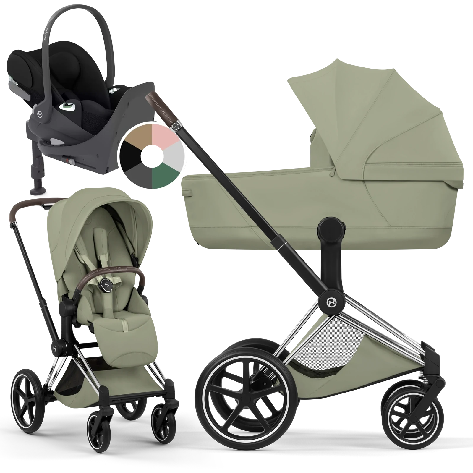 Cybex Priam 5.0 - wózek 4w1 | Sage Green - Chrome (Style)