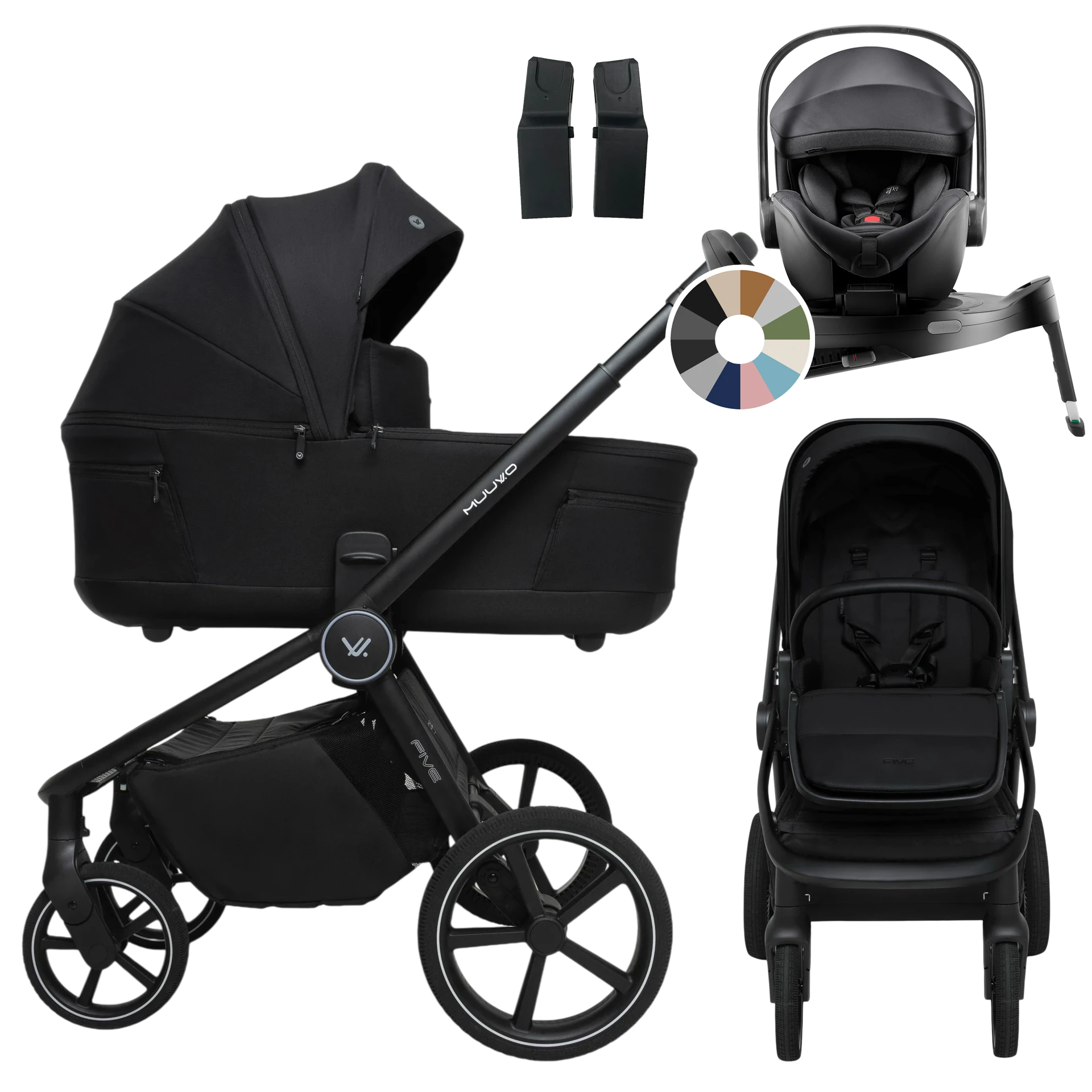 Muuvo Five + Britax Römer Baby-Safe Pro + baza Vario 5Z +GRATIS - 4w1 | Classic Black
