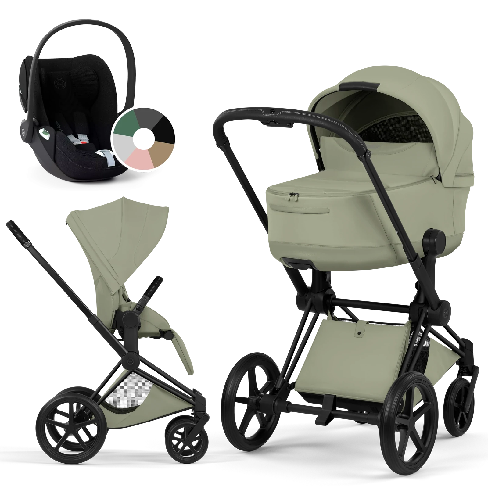 Cybex Priam 5.0 - wózek 3w1 | Sage Green - Matt Black (Style)