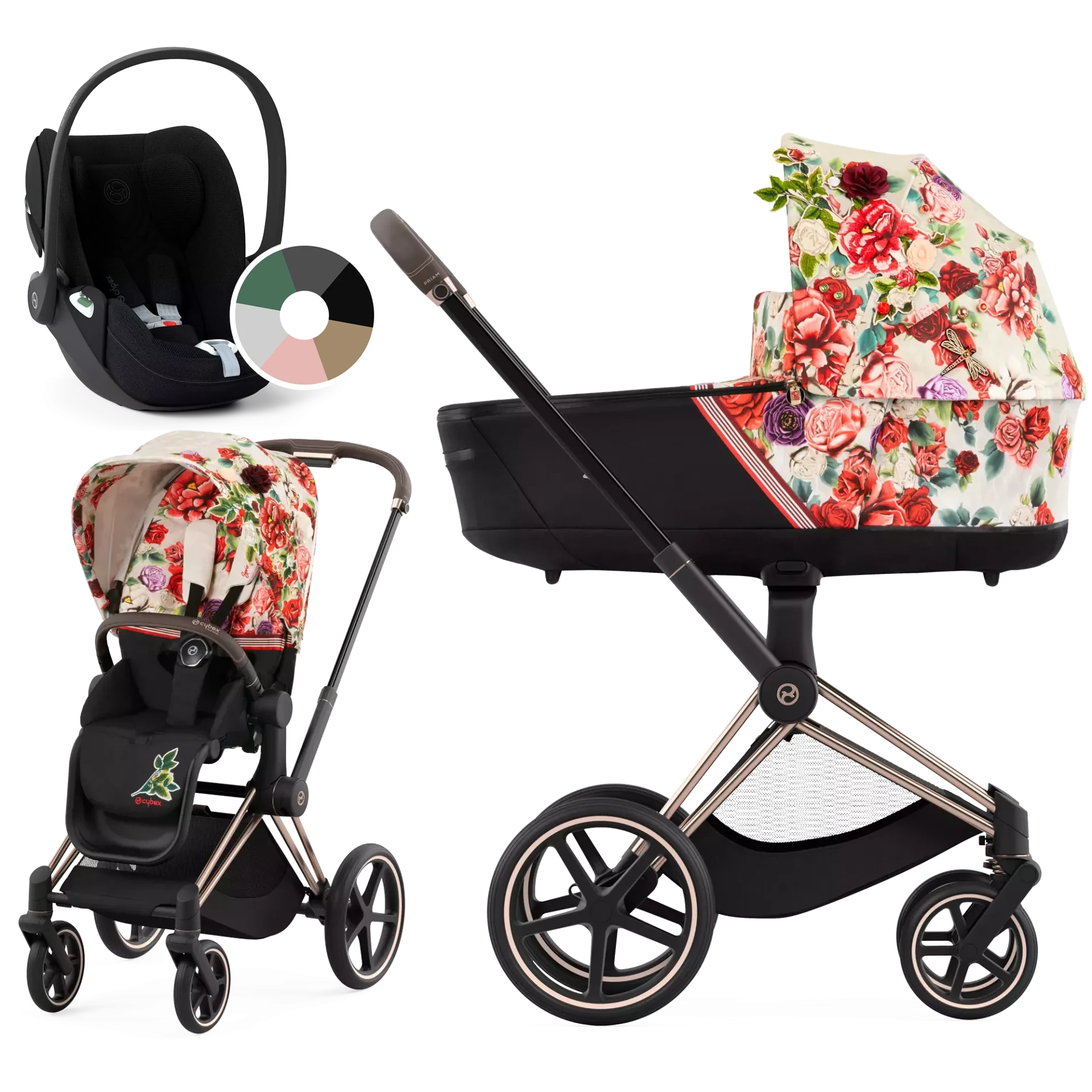Cybex Priam 4.0 + Cybex Cloud T i-Size - 3w1 | Spring Blossom Light - Fashion Collection