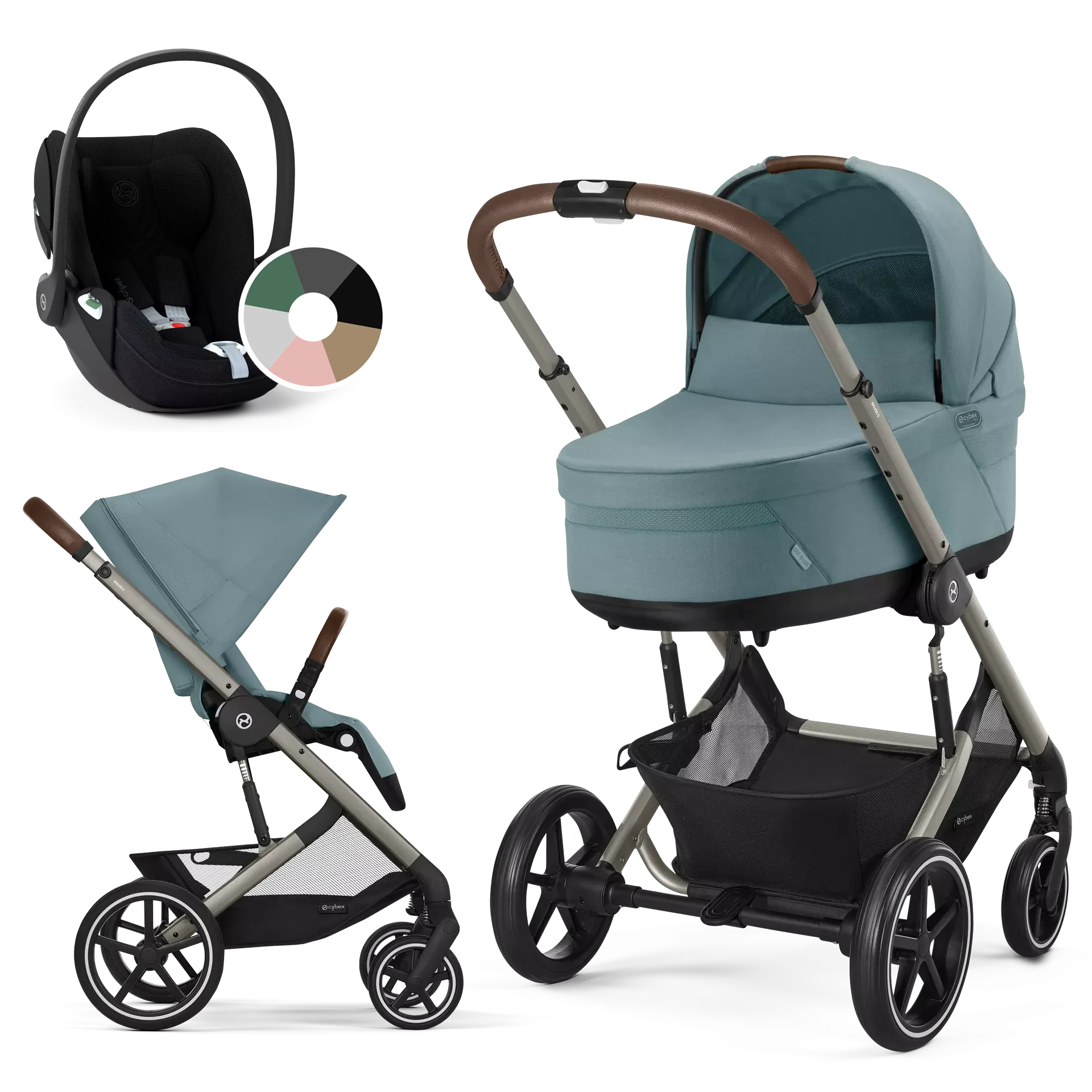 Cybex Balios S Lux + fotelik Cybex Cloud T i-Size - wózek 3w1 | Stormy Blue