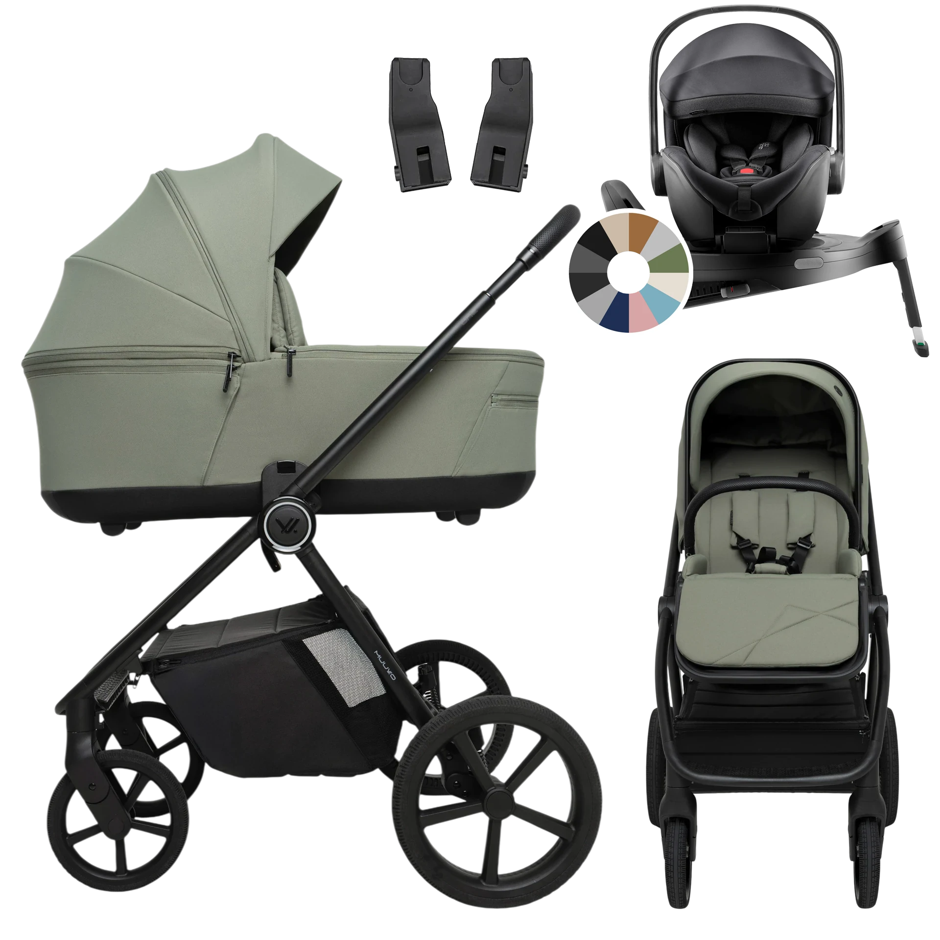 Muuvo One + Britax Römer Baby-Safe Pro + baza Vario 5Z +GRATIS - 4w1 | Olive