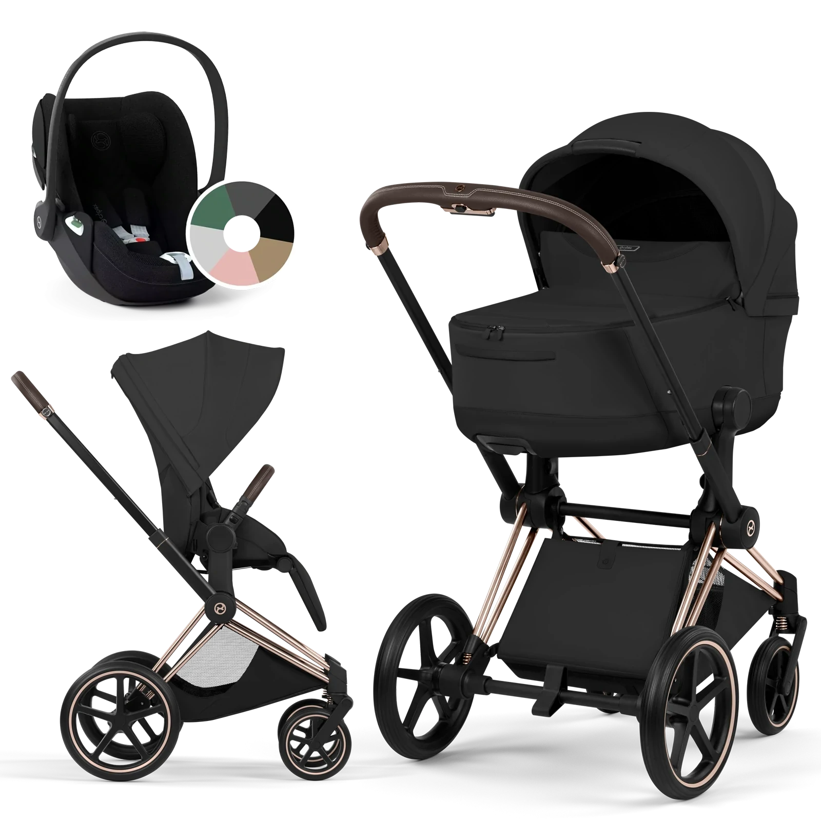 Cybex Priam 5.0 - wózek 3w1 | Sepia Black - Rosegold (Style)