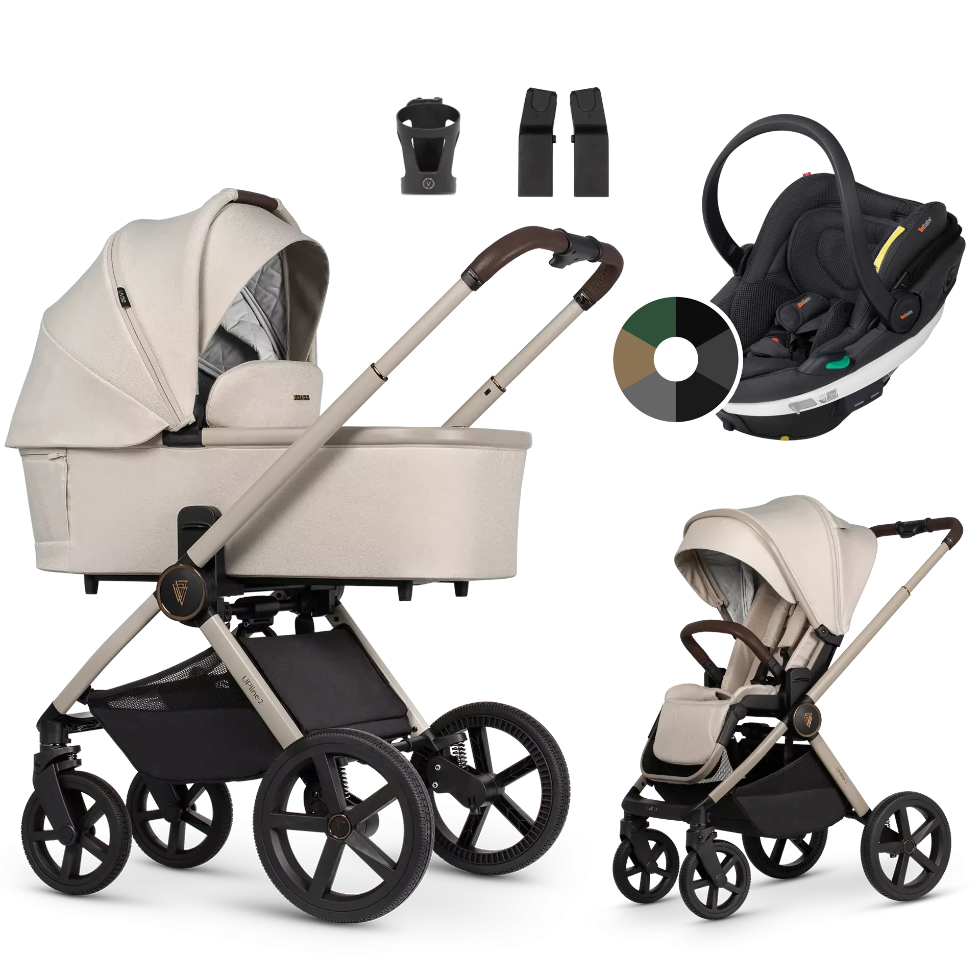 Venicci Upline 2 + BeSafe Go Beyond +AKCESORIA - 3w1 | Stone Beige