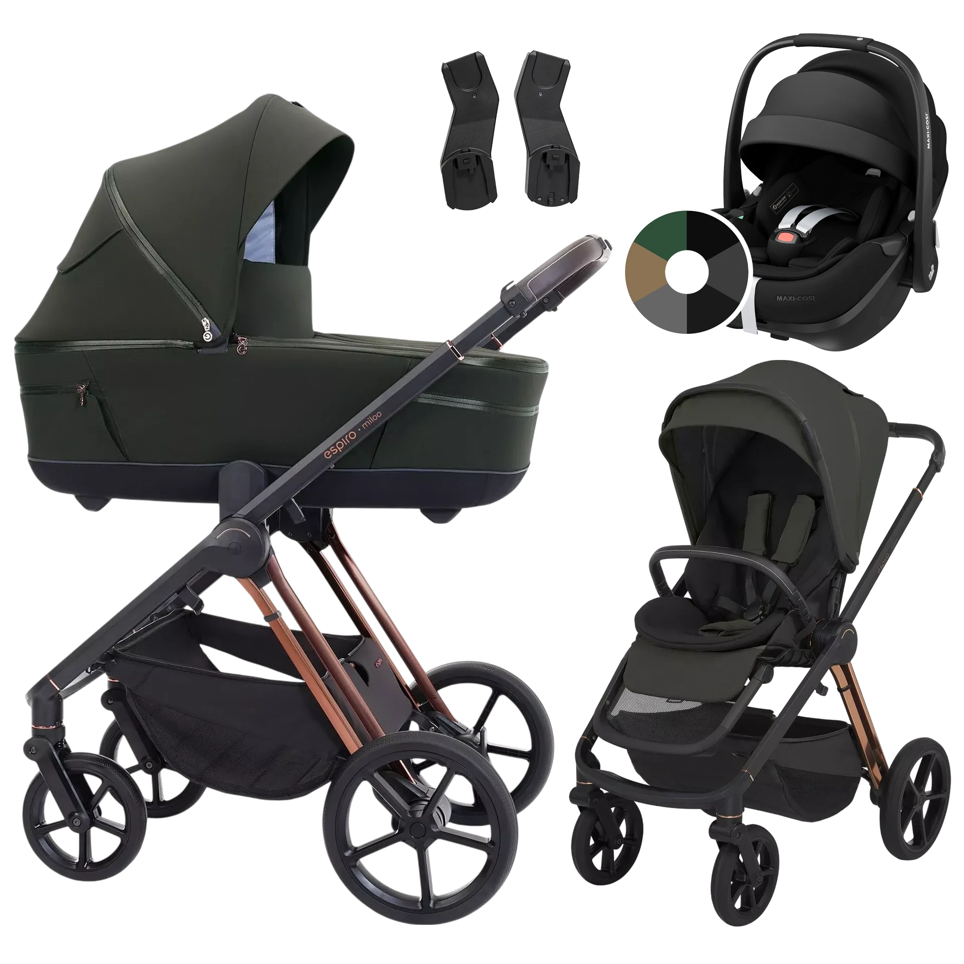 Espiro Miloo + Maxi-Cosi Pebble 360 Pro2 +GRATIS - 3w1 | 204 Luxury Green