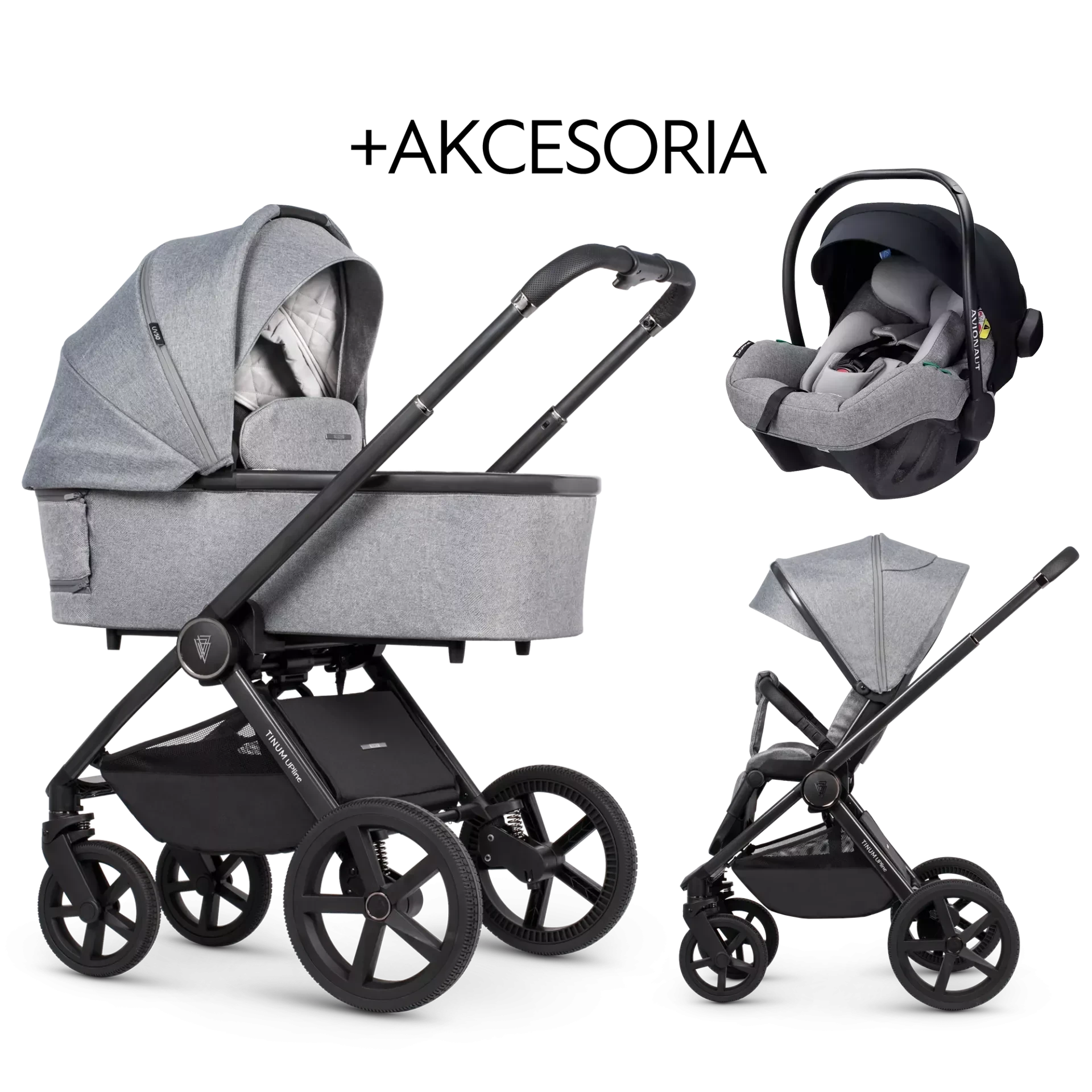 Venicci Tinum Upline + Avionaut Pixel Pro 2.0 C + AKCESORIA - 3w1 | Classic Grey | Grey Pro.01 Venicci Tinum Upline + Avionaut Pixel Pro 2.0 C + AKCESORIA - 3w1 | Classic Grey | Grey Pro.01