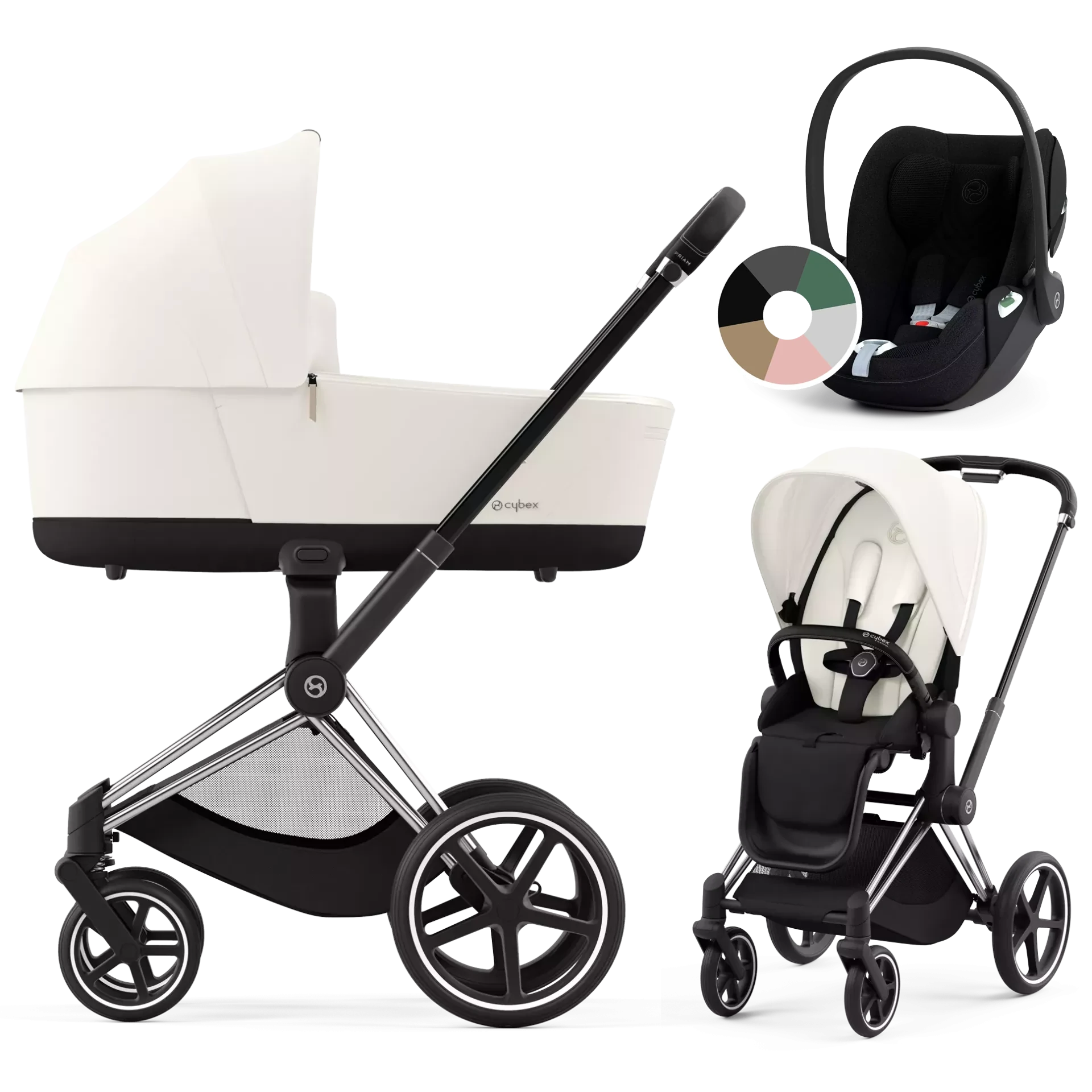 Cybex Priam 4.0 + Cybex Cloud T i-Size - 3w1 | Off White (Chrome Black Frame)