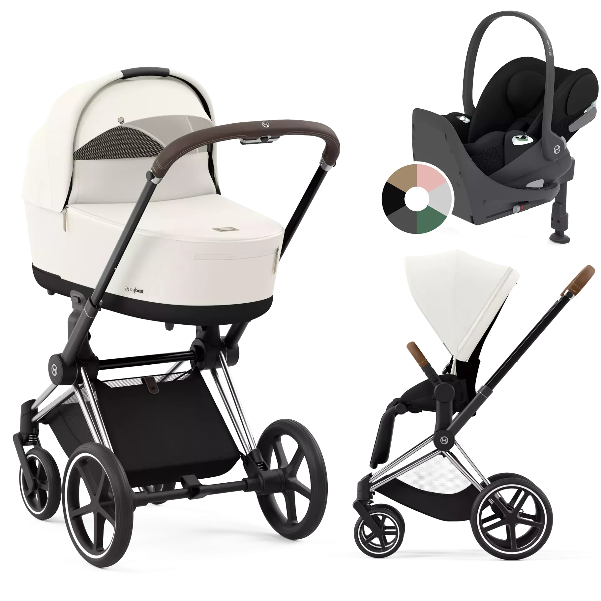 Cybex Priam 4.0 + Cybex Cloud T i-Size + baza T - 4w1 | Off White (Chrome Brown Frame)