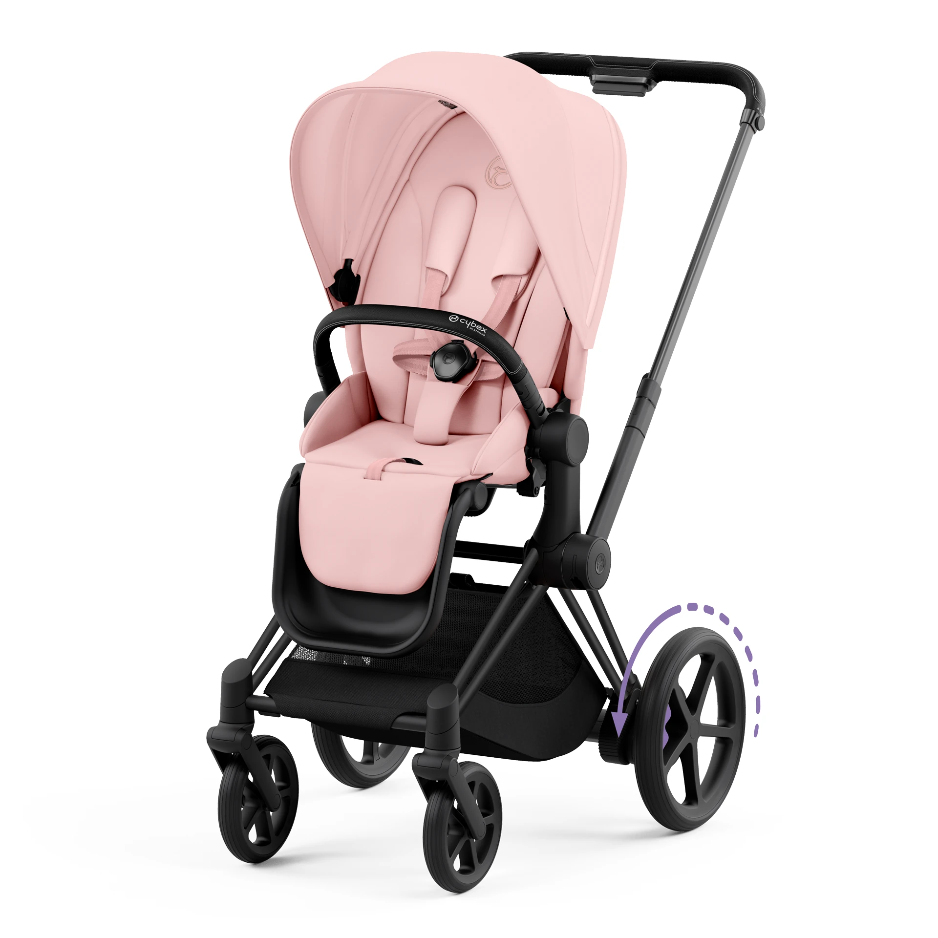 Cybex e-Priam 4.0 - 2w1 | Peach Pink (Matt Black Frame) Cybex e-Priam 4.0 - 2w1 | Peach Pink (Matt Black Frame)