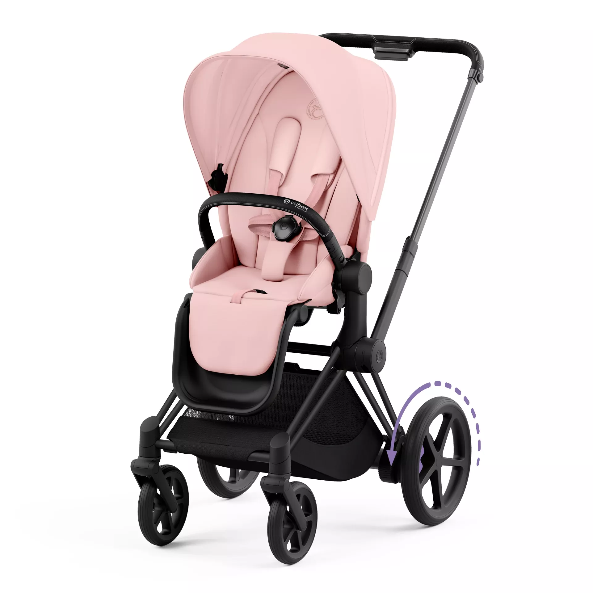 Cybex e-Priam 4.0 - 2w1 | Peach Pink (Matt Black Frame) Cybex e-Priam 4.0 - 2w1 | Peach Pink (Matt Black Frame)