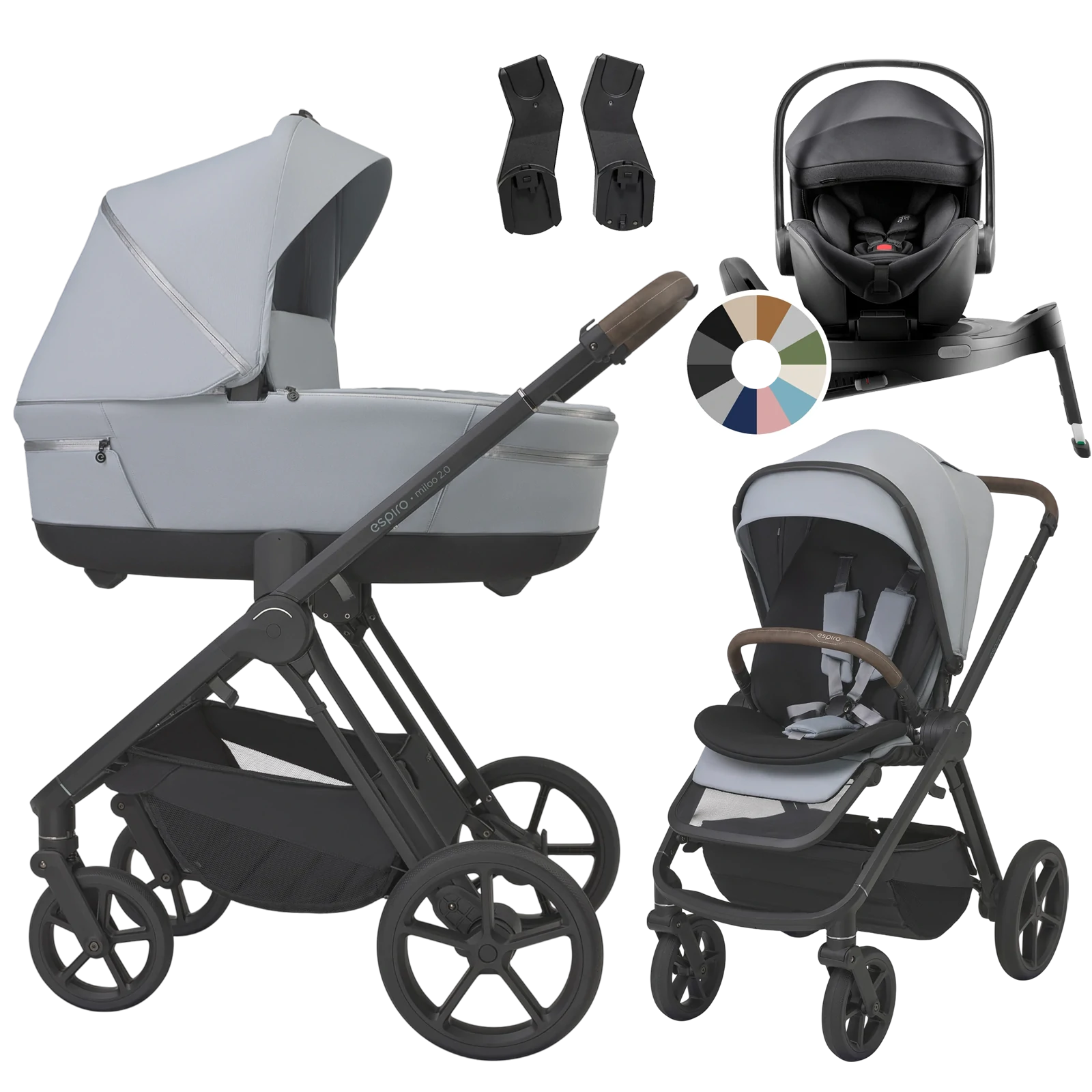 Espiro Miloo 2.0 + Britax Römer Baby-Safe Pro + baza Vario 5Z +GRATIS - 4w1 | 303 Unique Dove