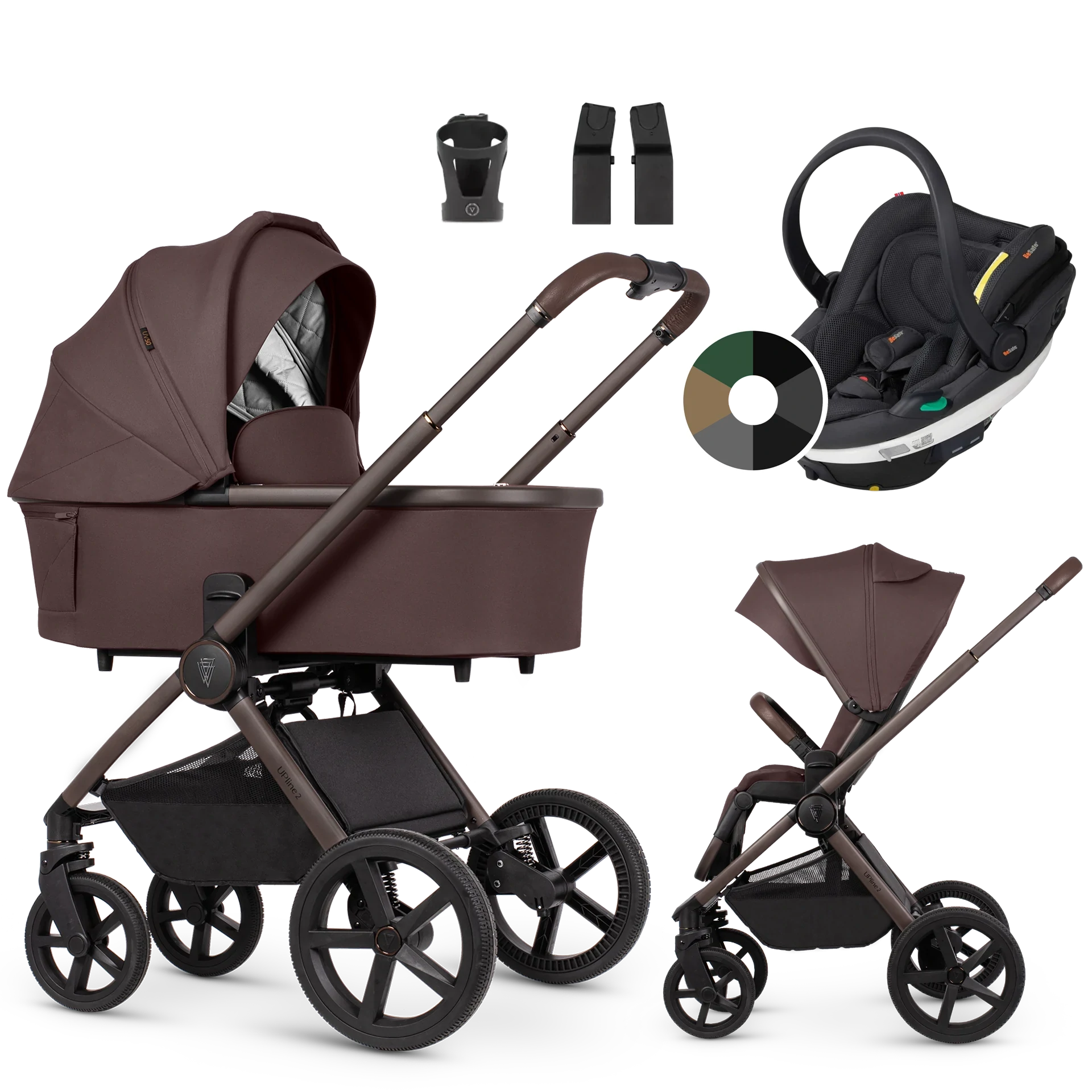 Venicci Upline 2 + BeSafe Go Beyond +AKCESORIA - 3w1 | Burgundy Venicci Upline 2 + BeSafe Go Beyond +AKCESORIA - 3w1 | Burgundy