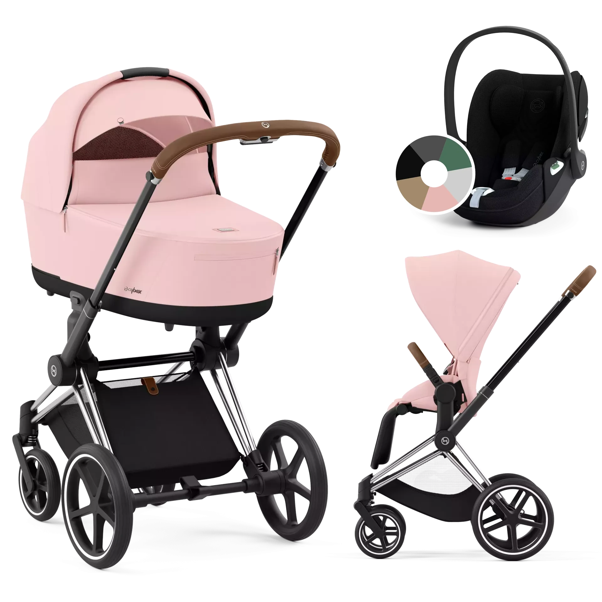 Cybex Priam 4.0 + Cybex Cloud T i-Size - 3w1 | Peach Pink (Chrome Brown Frame)