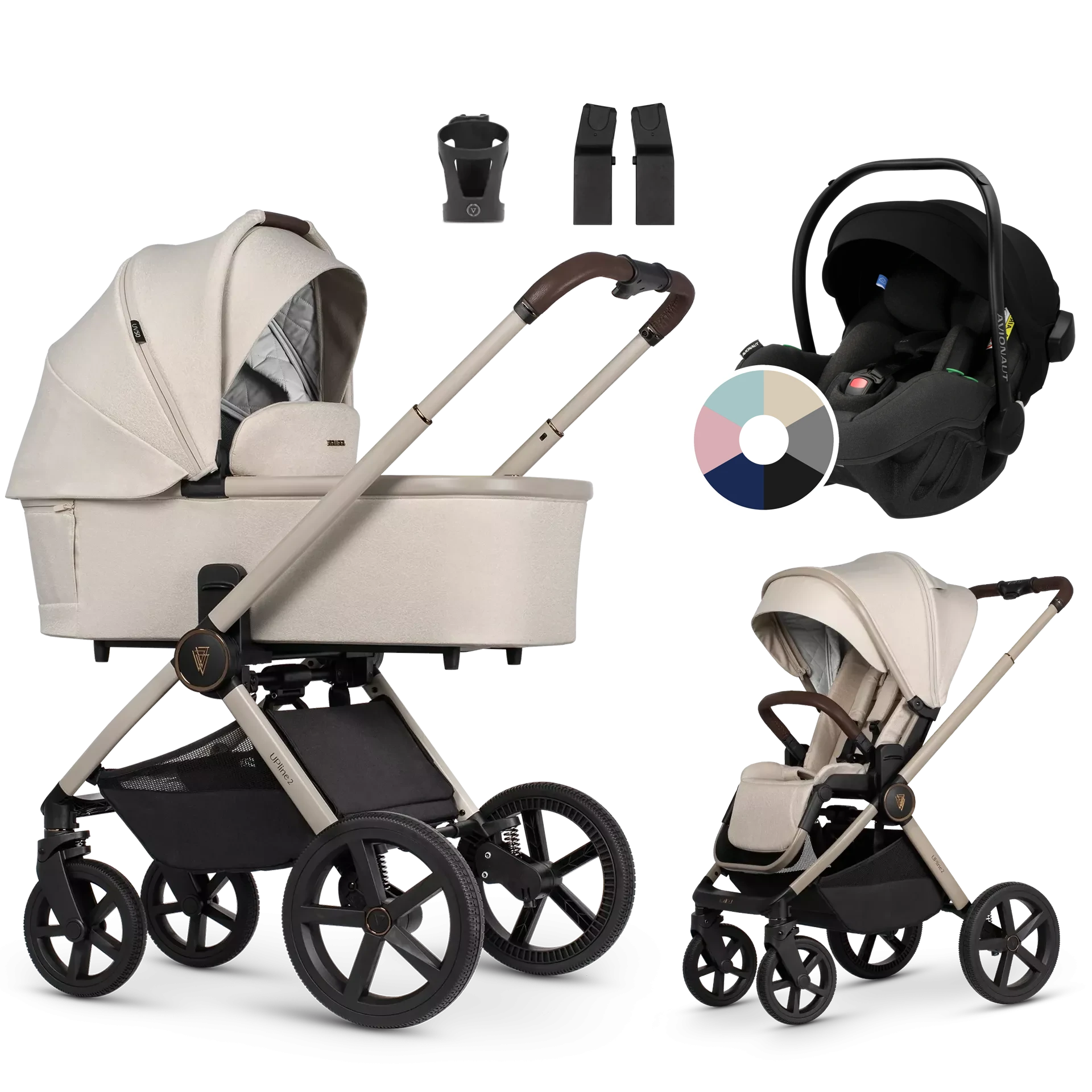Venicci Upline 2 + Avionaut Pixel Pro 2.0 C +AKCESORIA - 3w1 | Stone Beige