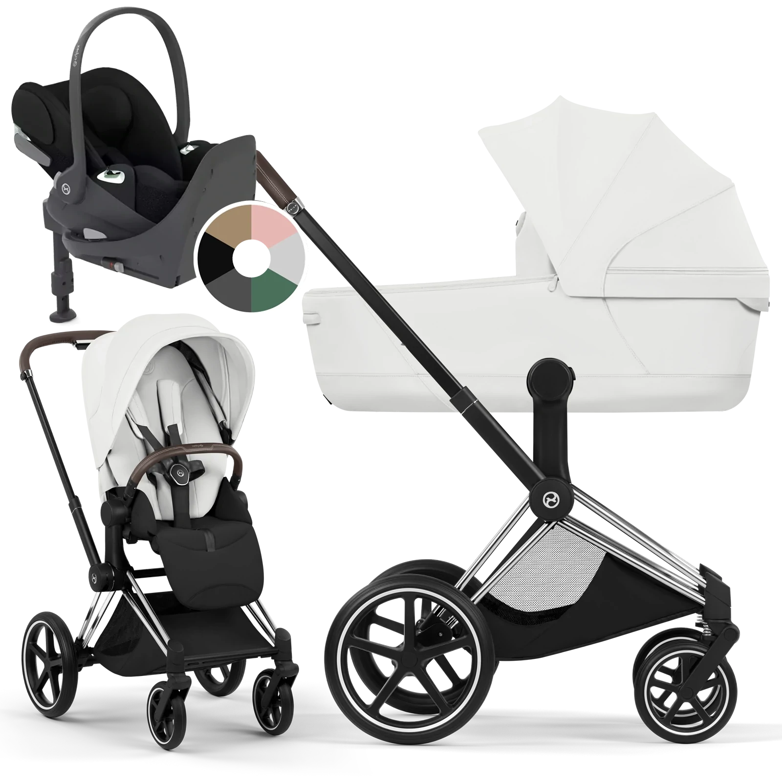 Cybex Priam 5.0 - wózek 4w1 | Off White - Chrome (Style)