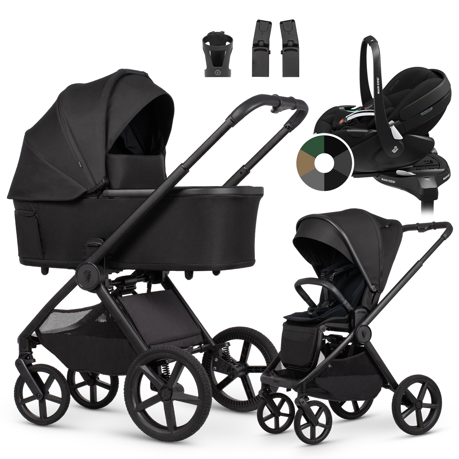 Venicci Upline 3 + Maxi-Cosi Pebble 360 Pro2 + baza + AKCESORIA - 4w1 | Onyx