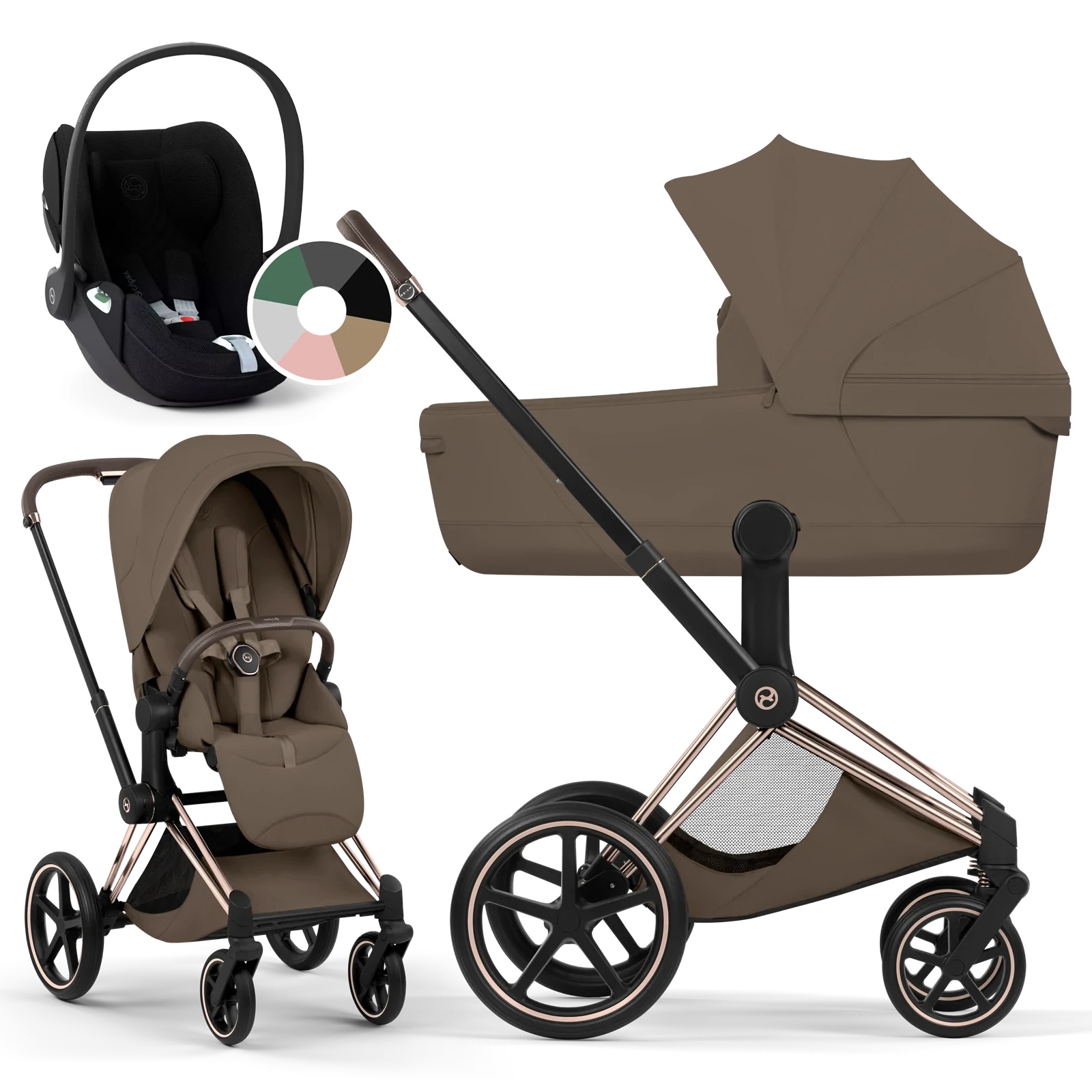 Cybex Priam 5.0 - wózek 3w1 | Coconut Brown - Rosegold (Style)