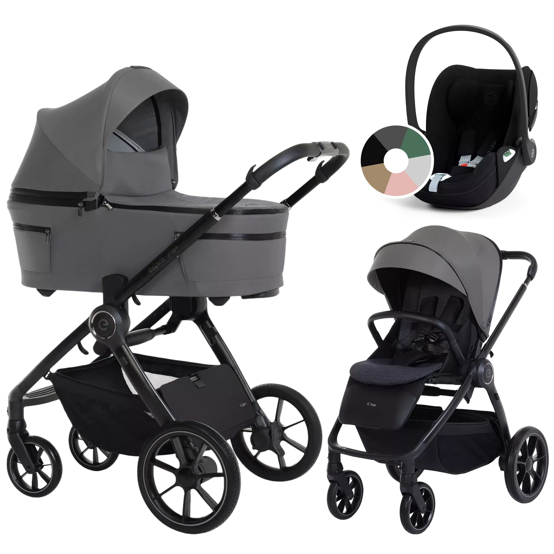 Espiro Yoga 2025 + Cybex Cloud T i-Size - wózek 3w1 | 117 Gray Zen
