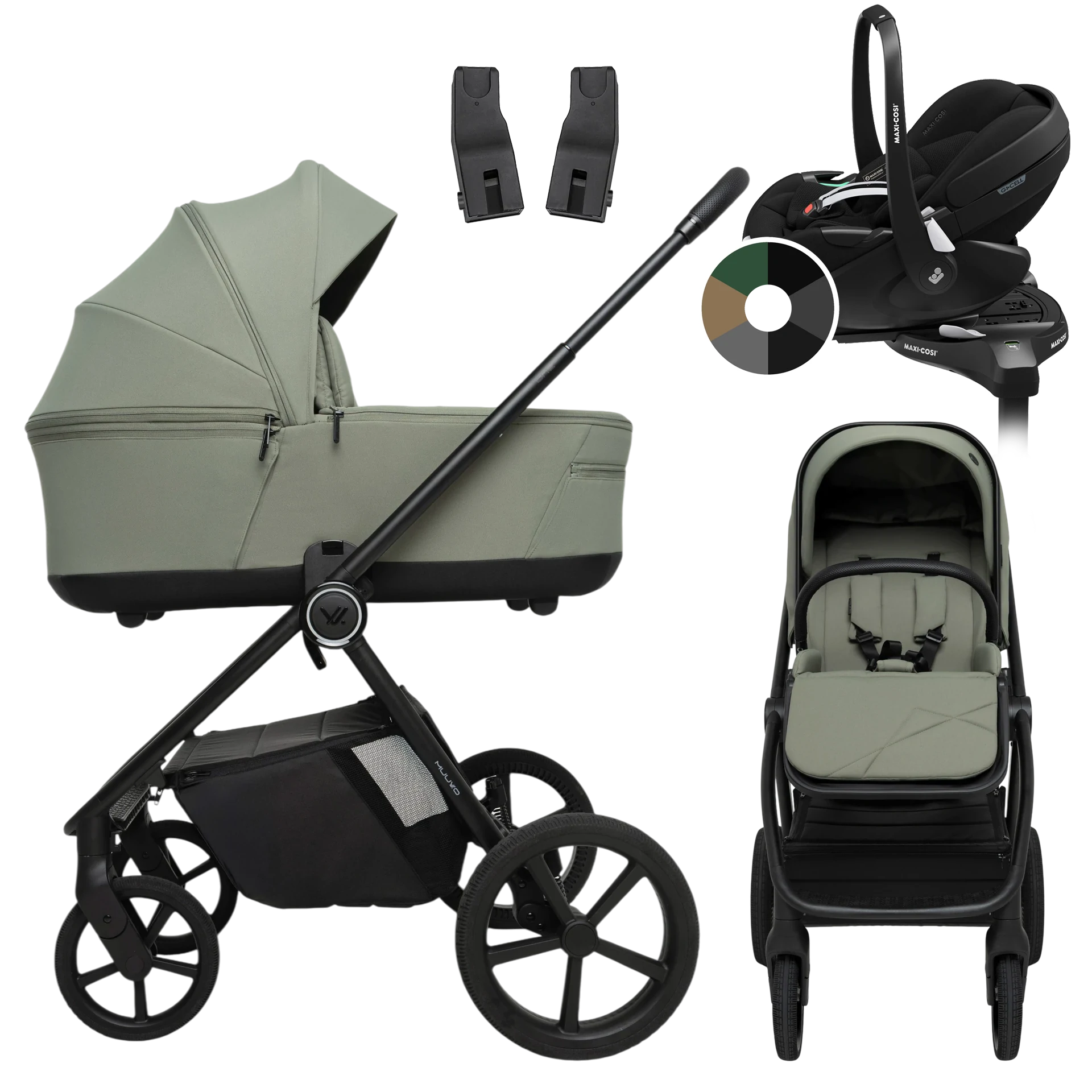 Muuvo One + Maxi-Cosi Pebble 360 Pro2 + baza +GRATIS - 4w1 | Olive