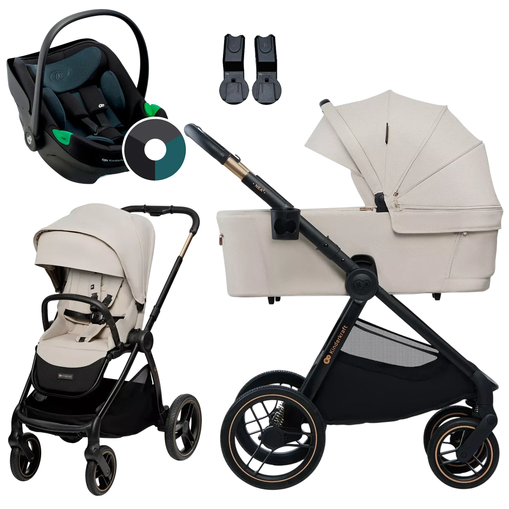 Kinderkraft Nea 2 + Kinderkraft i-Care +GRATIS - 3w1 | Soft Beige
