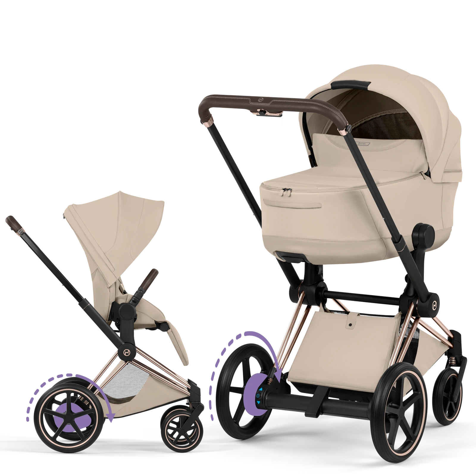 Cybex e-Priam 5.0 - wózek 2w1 | Cozy Beige - Rosegold (Style)