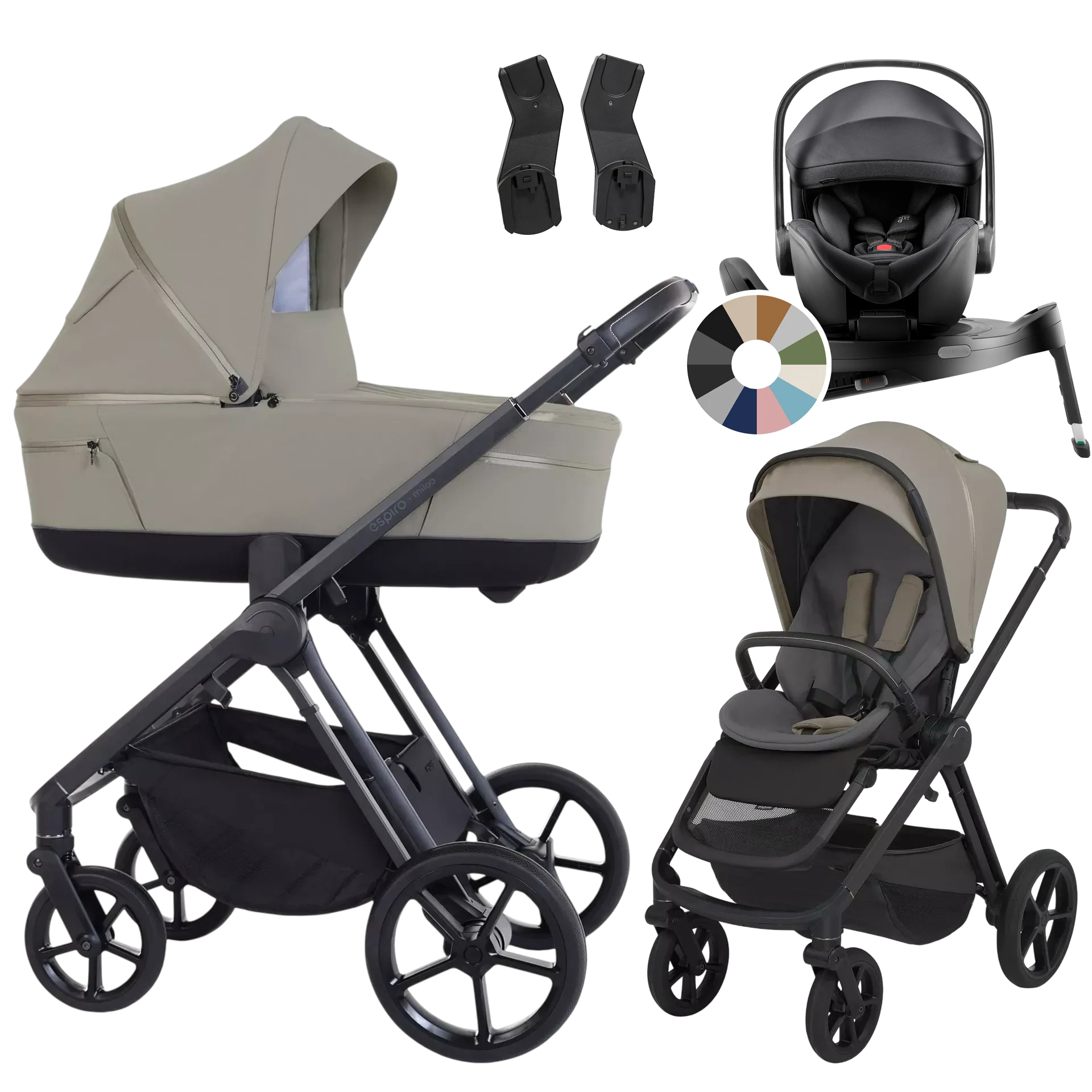 Espiro Miloo + Britax Römer Baby-Safe Pro + baza Vario 5Z +GRATIS - 4w1 | 217 Cashmere Gray