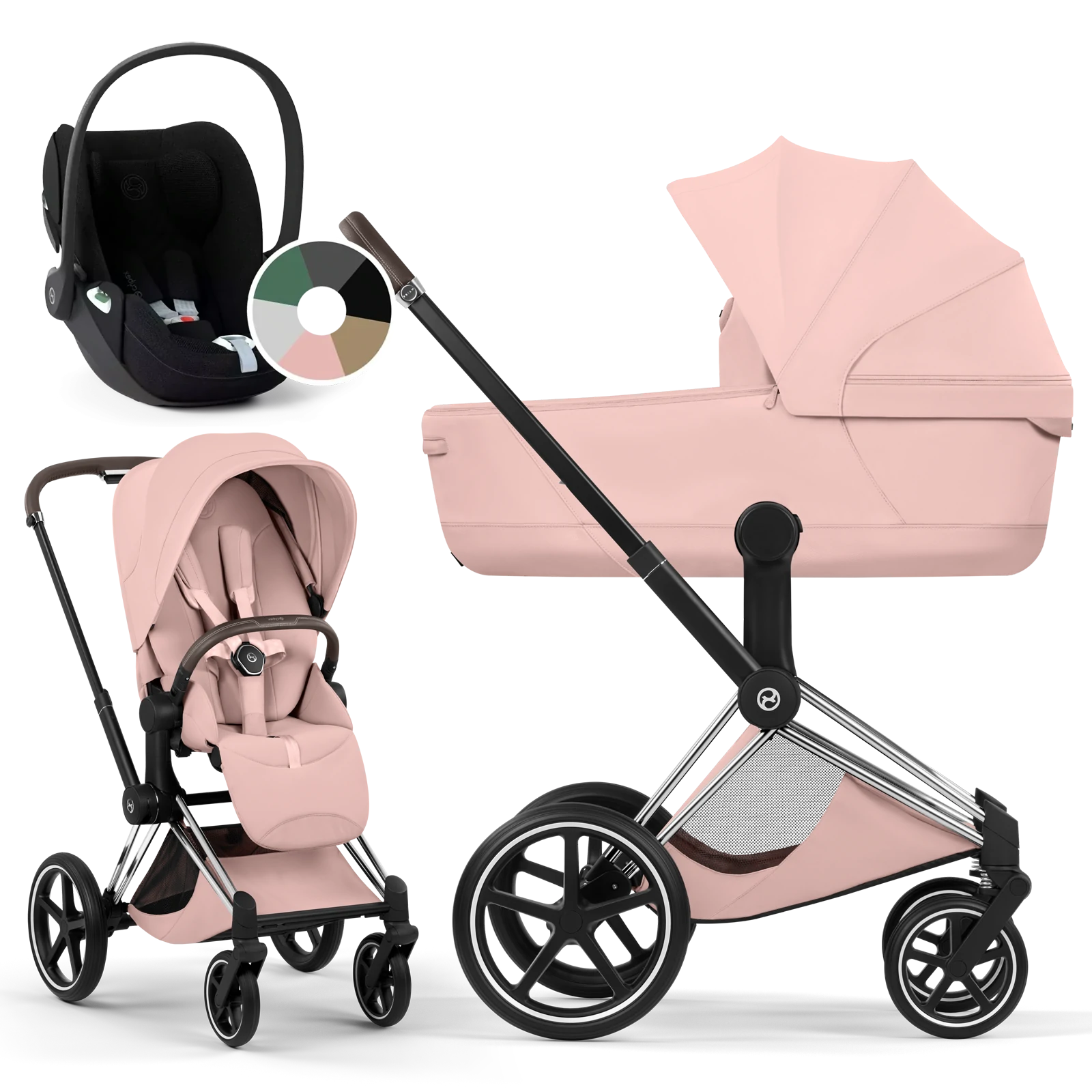 Cybex Priam 5.0 - wózek 3w1 | Peach Pink - Chrome (Style)