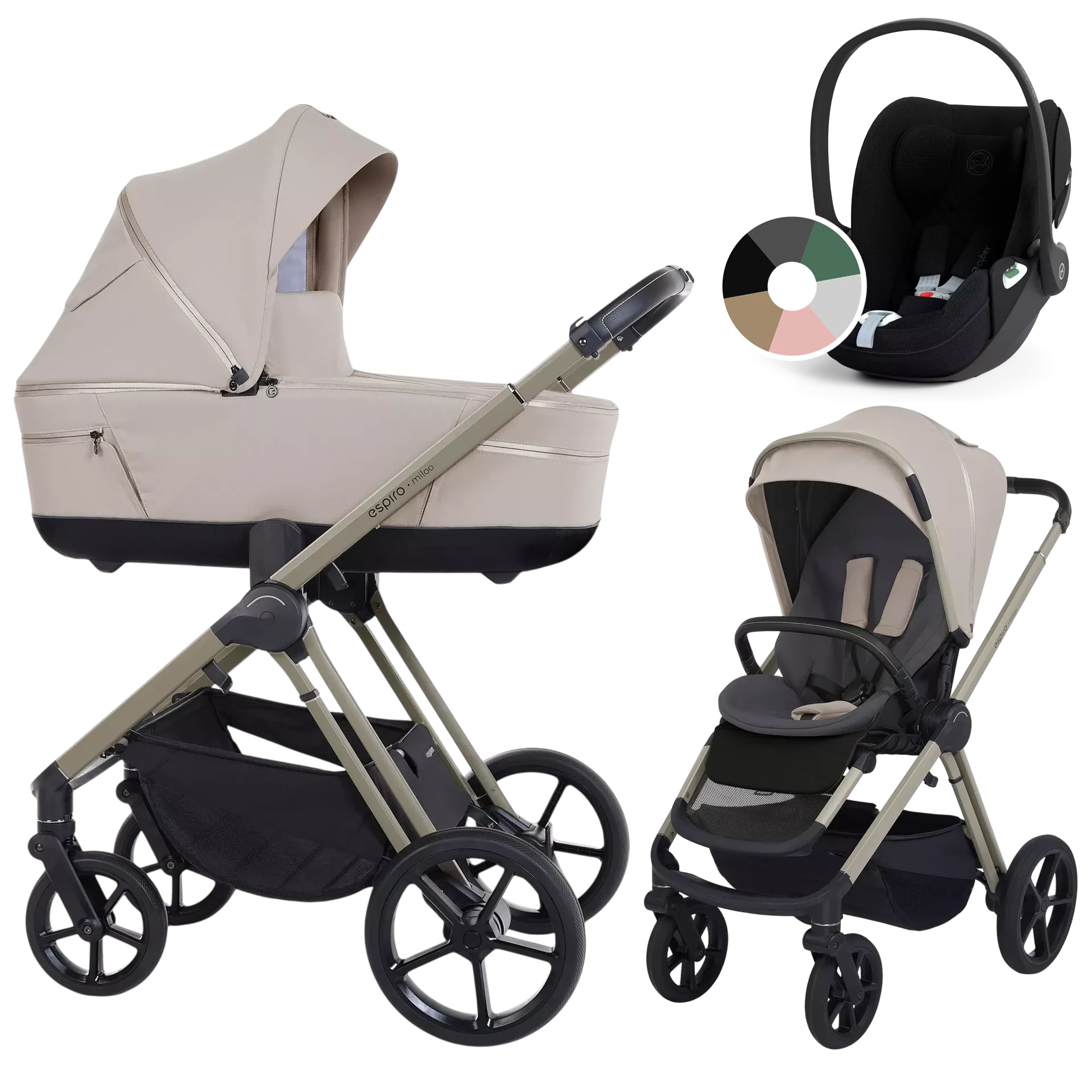 Espiro Miloo + Cybex Cloud T i-Size +GRATIS - wózek 3w1 | 219 White Pearl