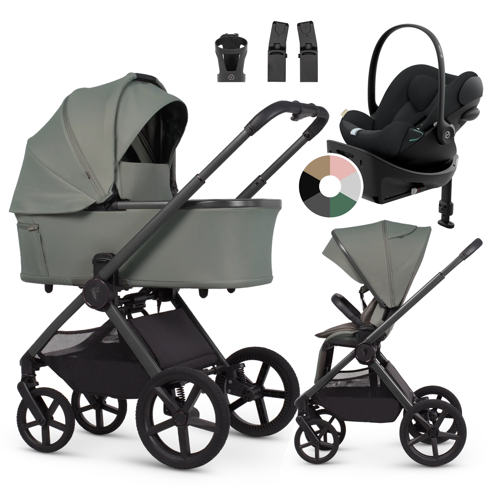 Venicci Upline 3 + Cybex Cloud G3 + baza G3 + AKCESORIA - 4w1 | Aloe