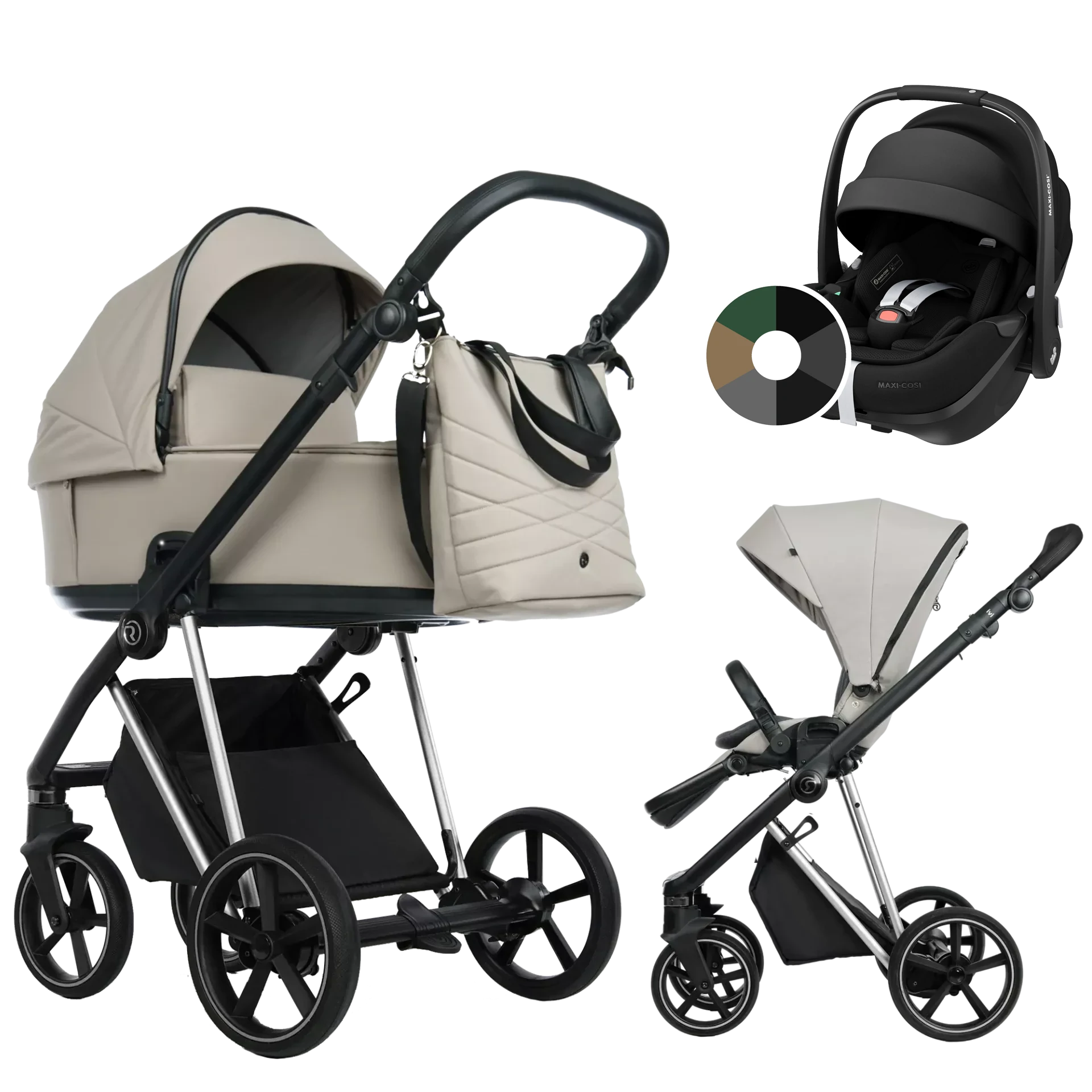 Roan Ivi 2.0 + Maxi-Cosi Pebble 360 Pro2 +GRATIS - 3w1 | Sesame Champagne