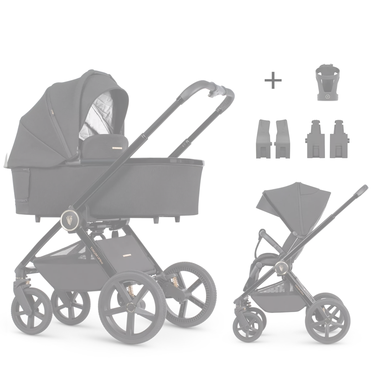 Venicci Tinum Upline +AKCESORIA - 2w1 | All Black