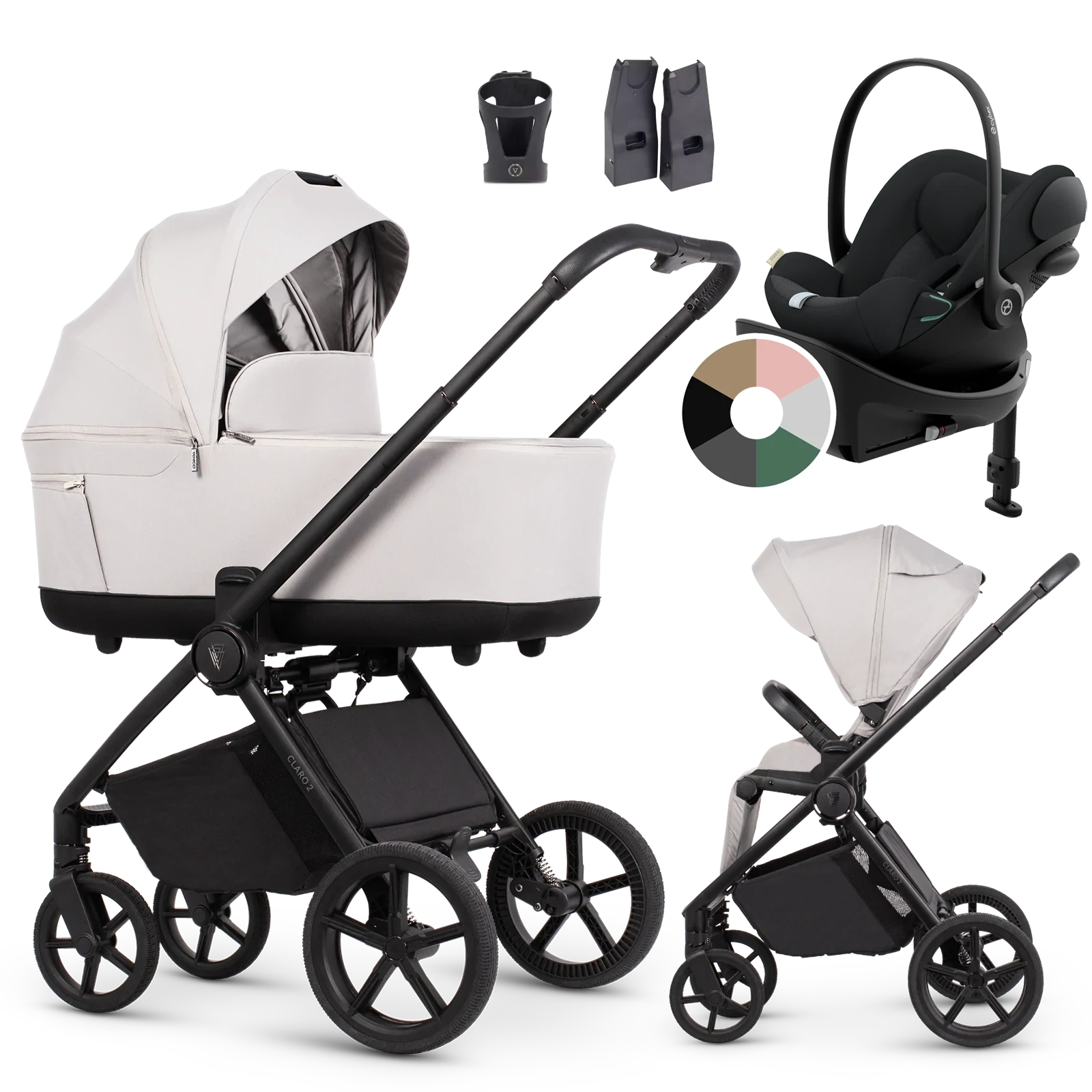 Venicci Claro 2 + Cybex Cloud G3 + baza G3 + AKCESORIA - 4w1 | Vanilla