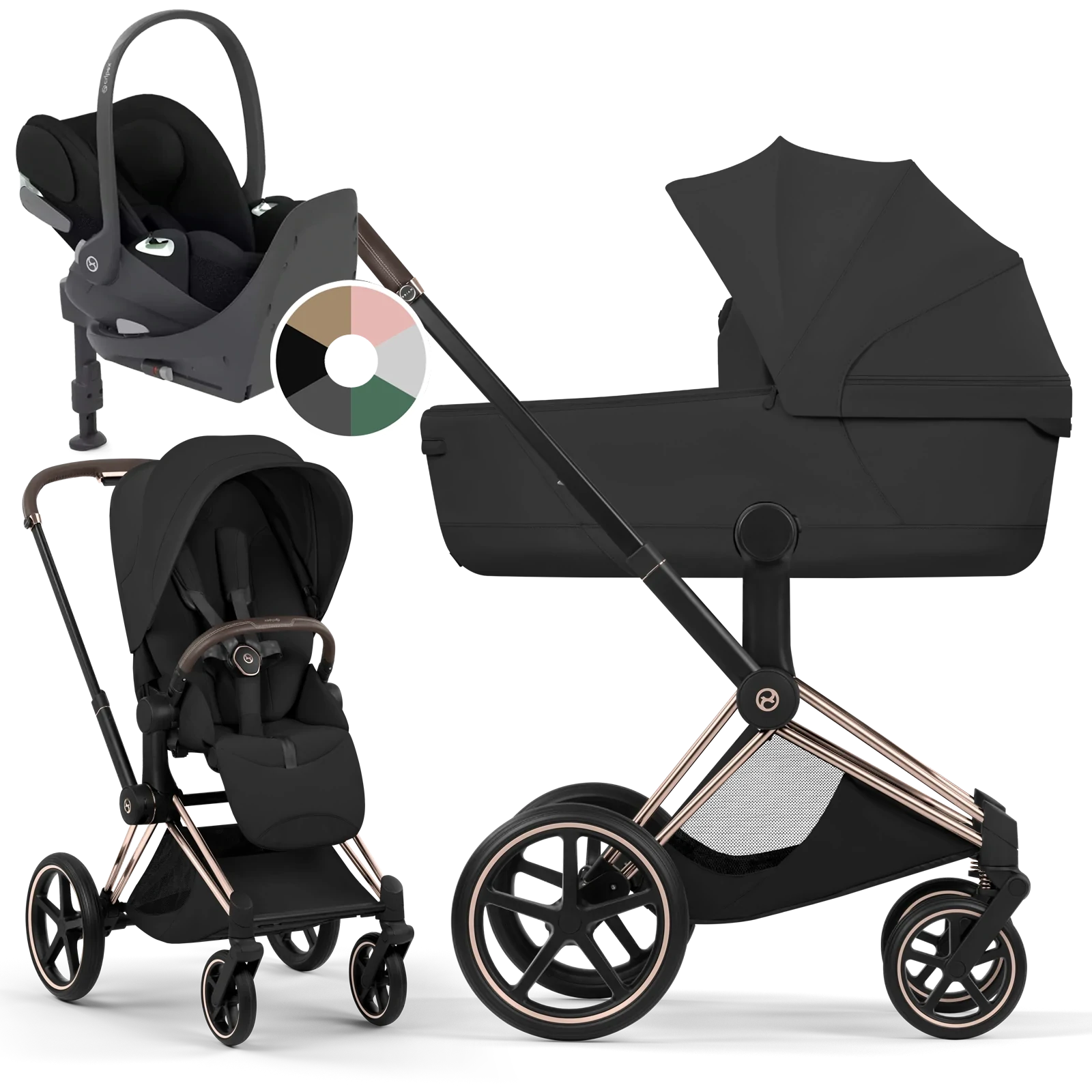 Cybex Priam 5.0 - wózek 4w1 | Sepia Black - Rosegold (Style)