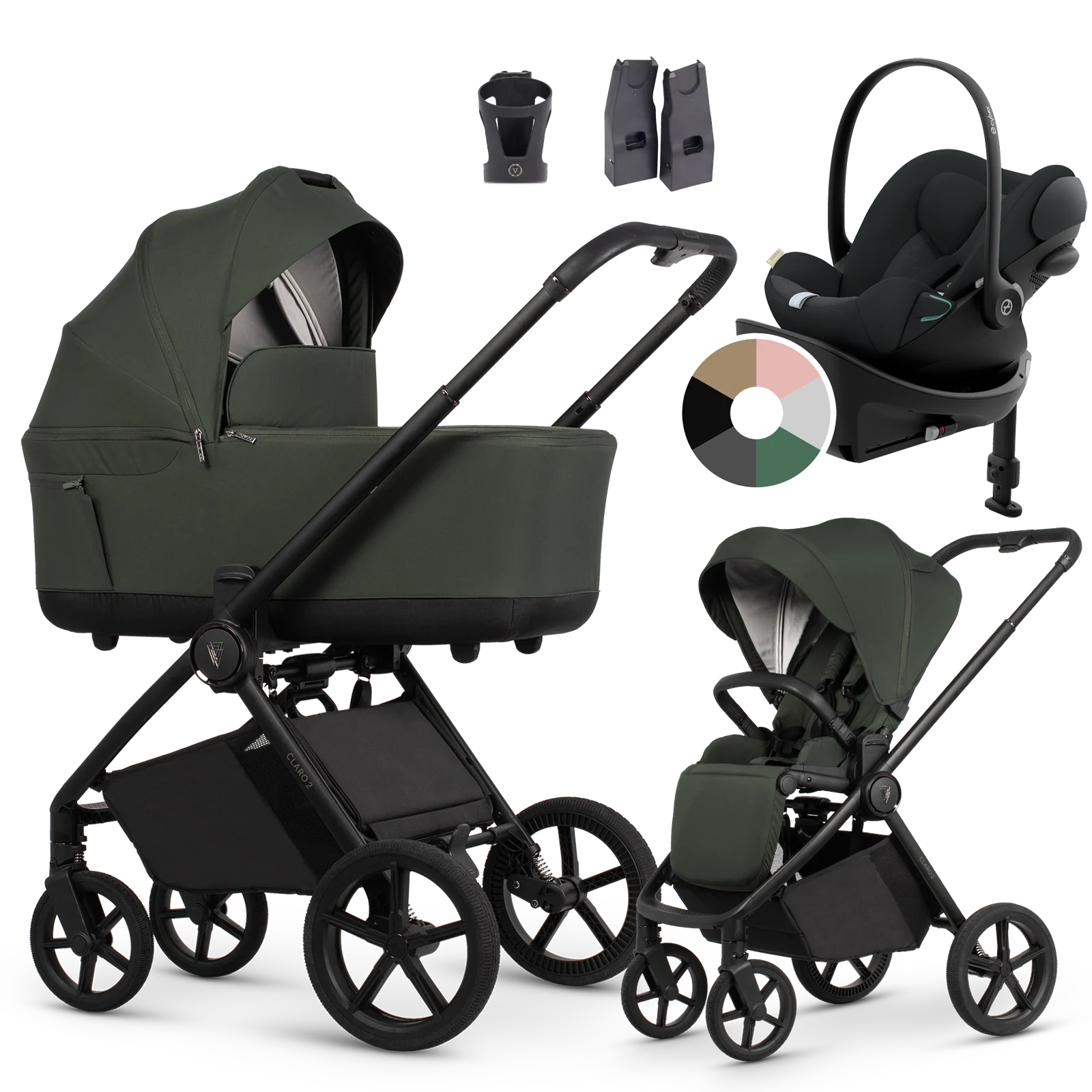 Venicci Claro 2 + Cybex Cloud G3 + baza G3 + AKCESORIA - 4w1 | Forest