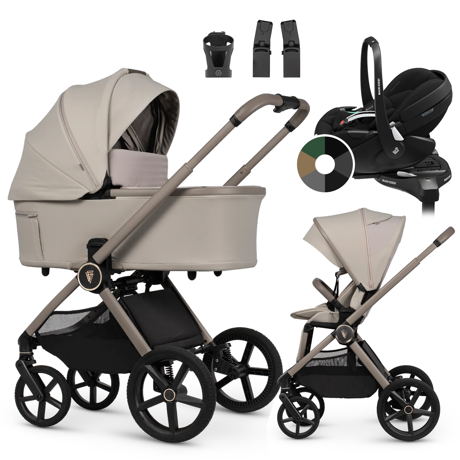 Venicci Upline 3 + Maxi-Cosi Pebble 360 Pro2 + baza + AKCESORIA - 4w1 | Pebble