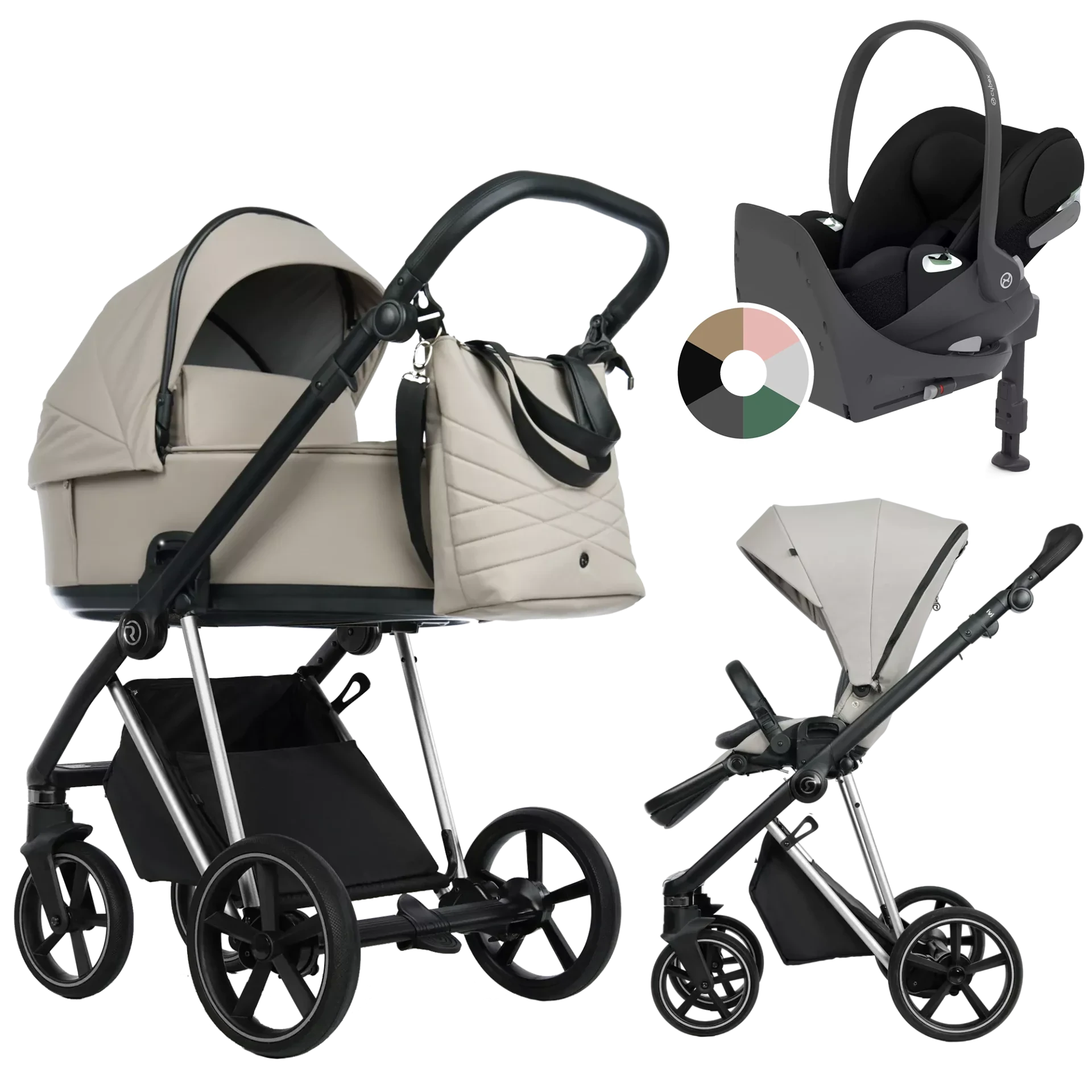 Roan Ivi 2.0 + Cybex Cloud T + baza T +GRATIS - 4w1 | Sesame Champagne